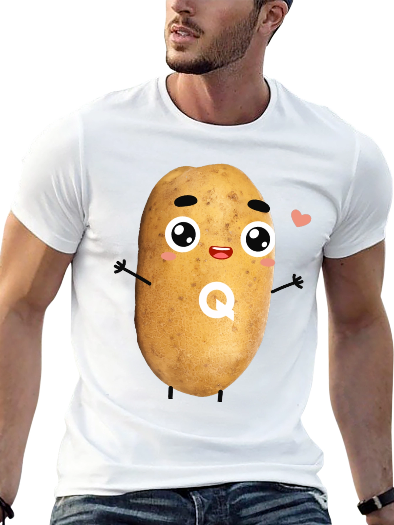 Black Kawaii Potato T-Shirt - Funny Graphic Tee view 13