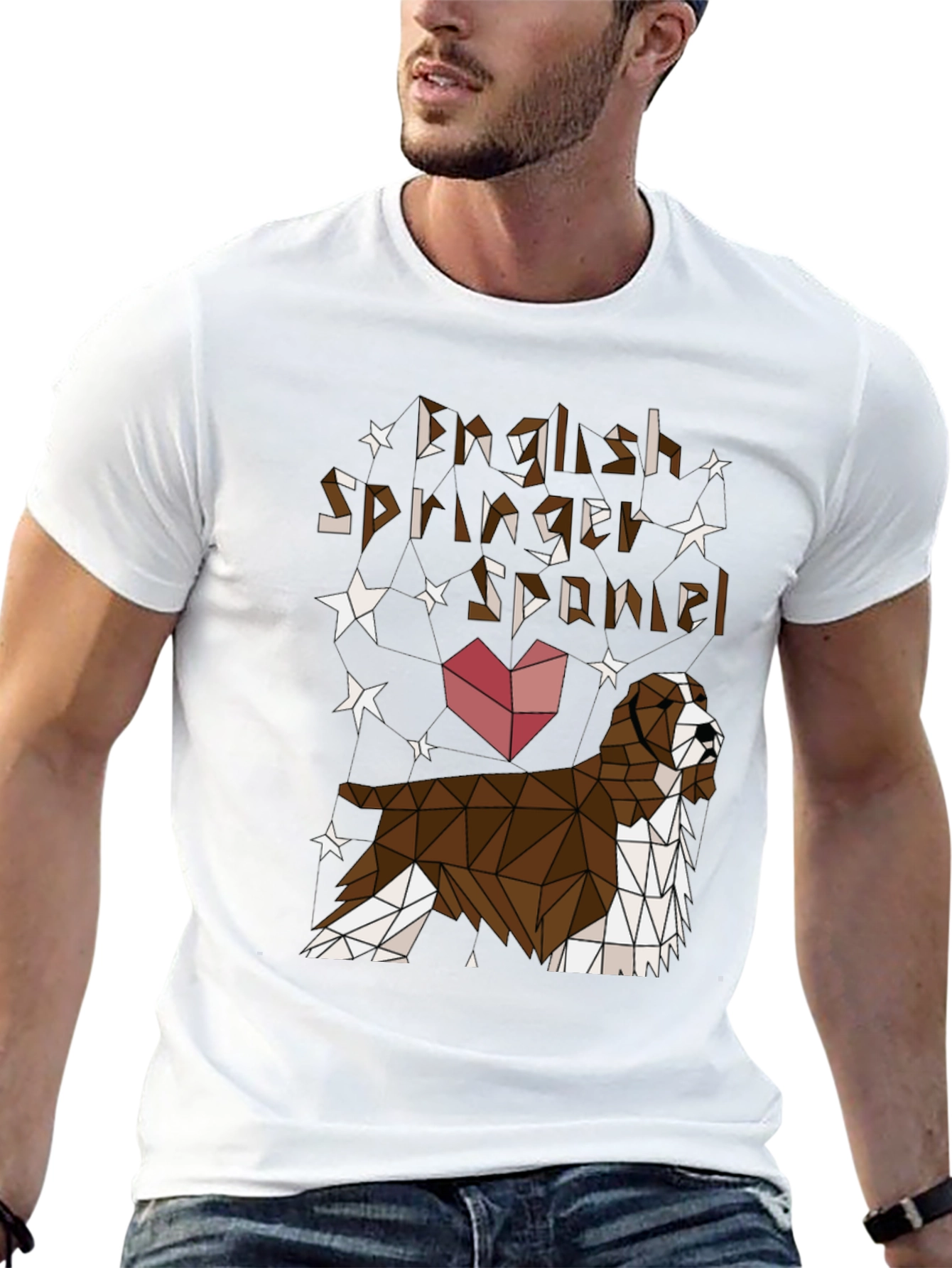 Black English Springer Spaniel Geometric T-Shirt view 13