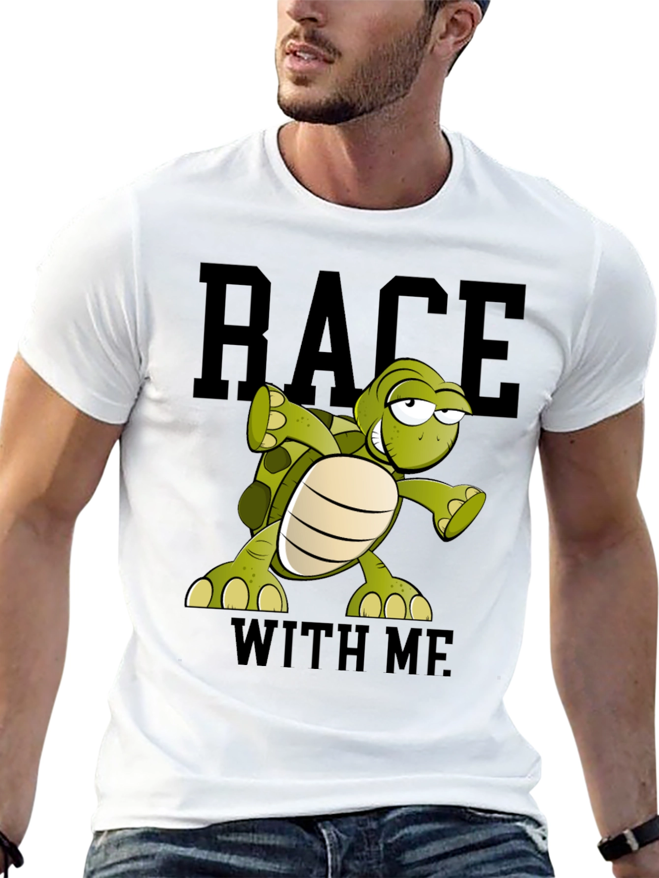 Black Funny Turtle Race T-Shirt - Black view 13