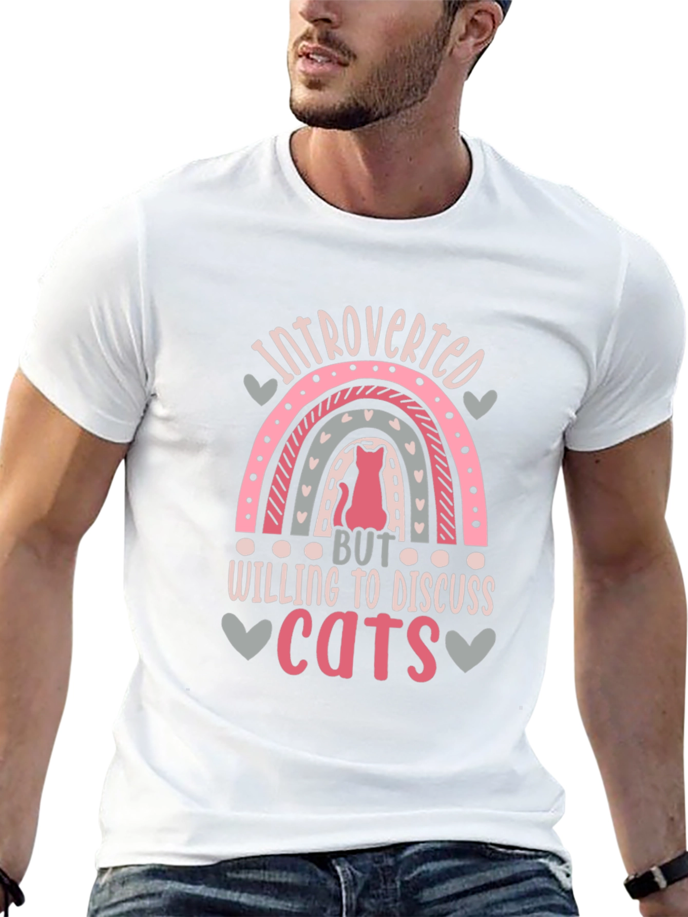 Black Introverted Cat Lover T-Shirt view 13