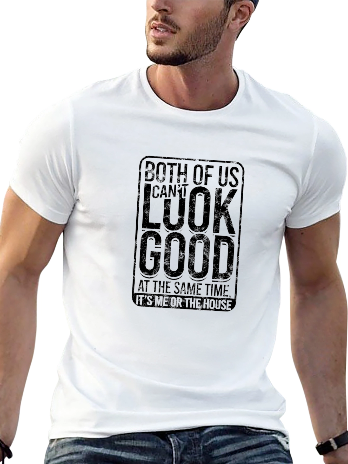 Black Humorous Graphic Tee: "Both of Us Can't Look Good" view 13