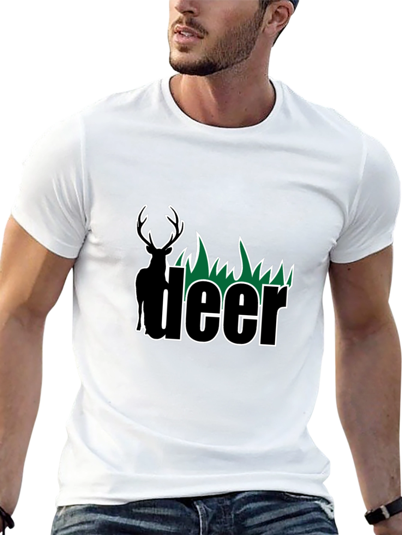 Black Deer Graphic Tee - Black Cotton Blend T-Shirt view 13