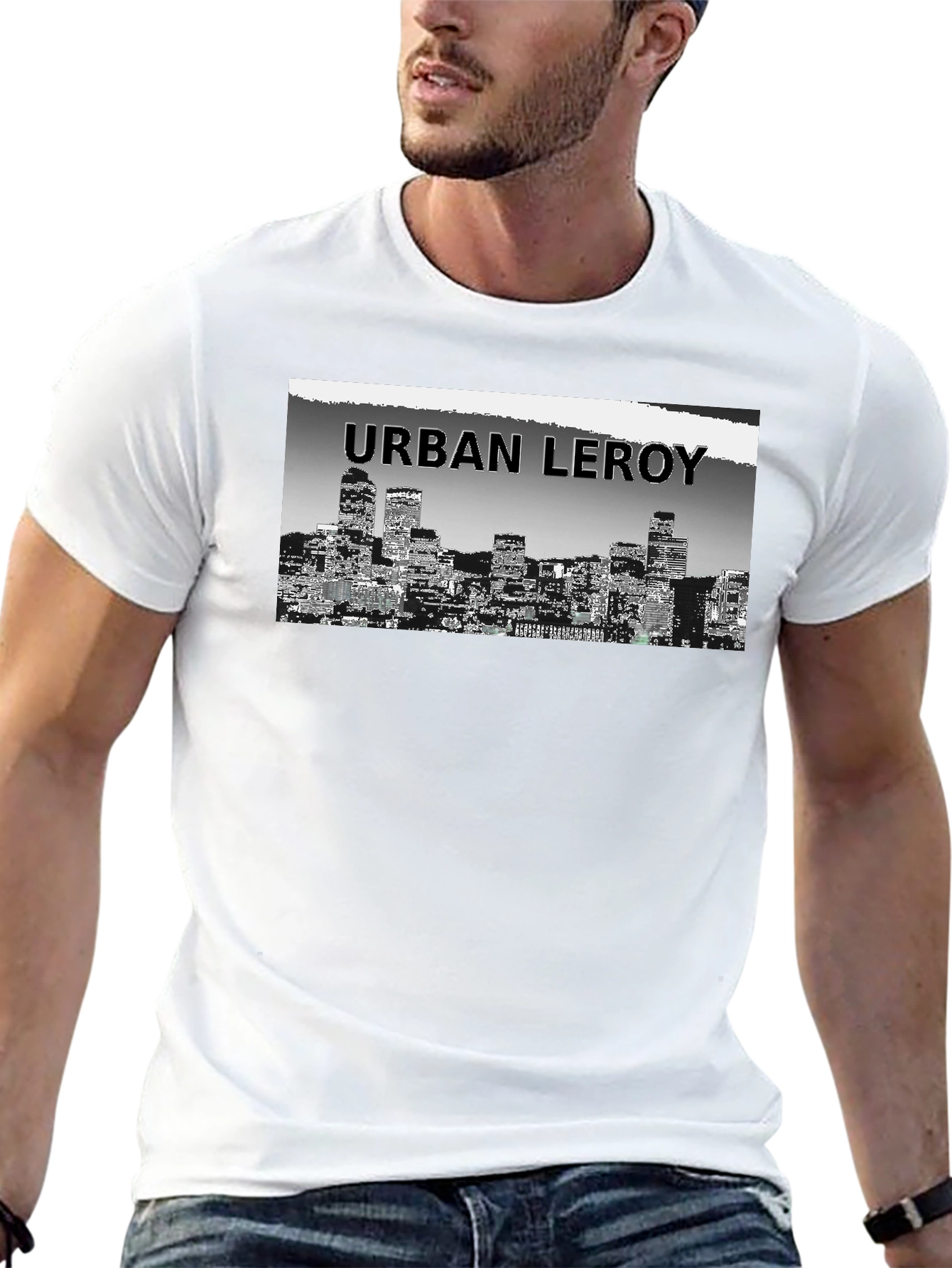 Black Urban Leroy Cityscape Graphic Tee - Black view 13