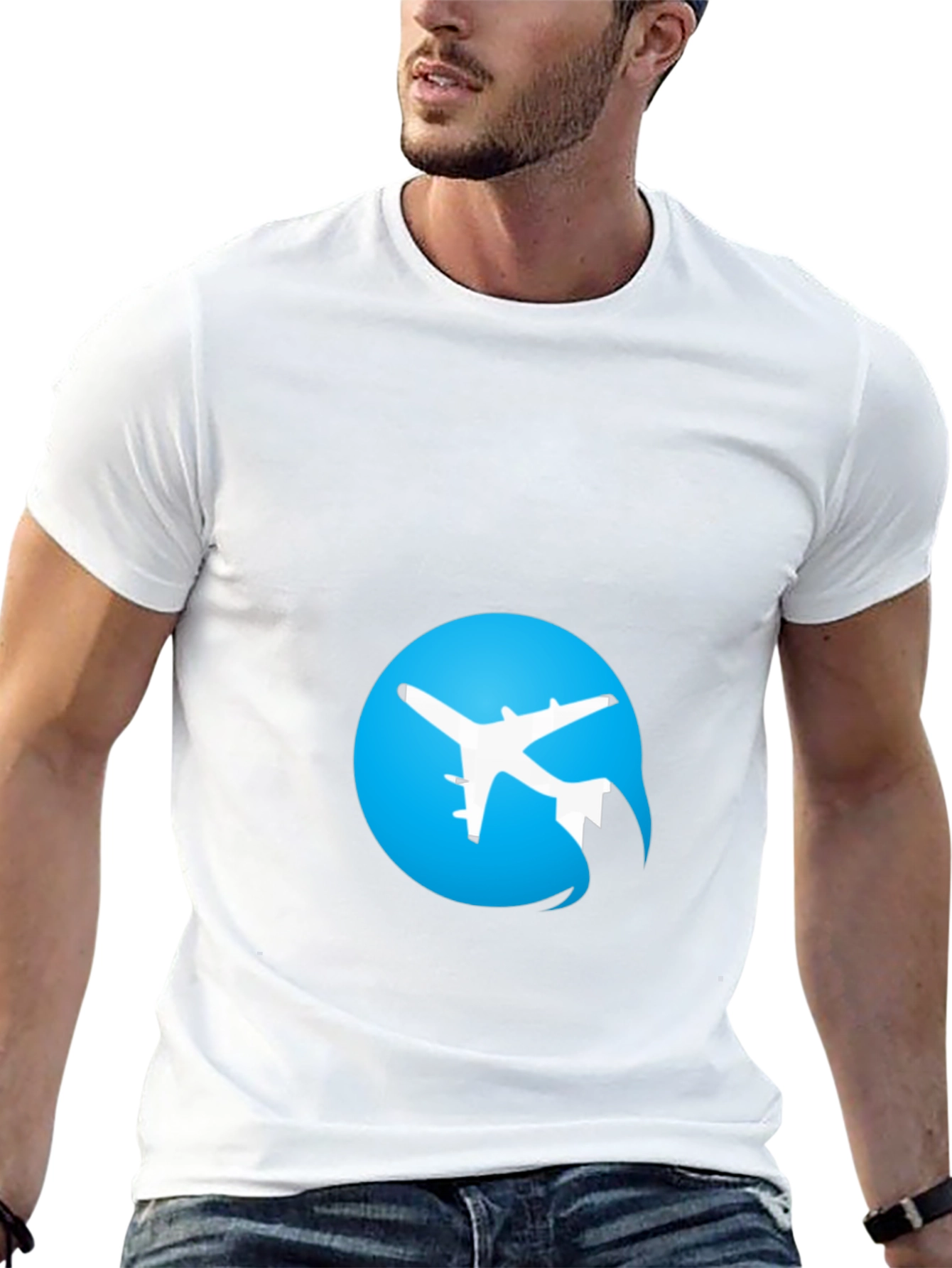 Black Airplane Logo Black T-Shirt view 13