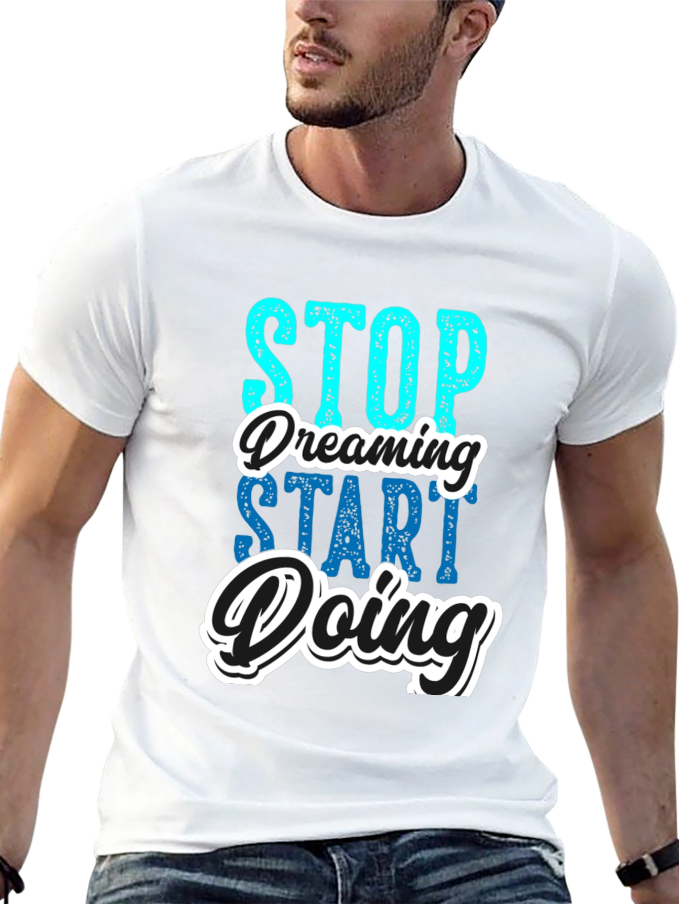 Black Stop Dreaming Start Doing Black Graphic Tee view 13