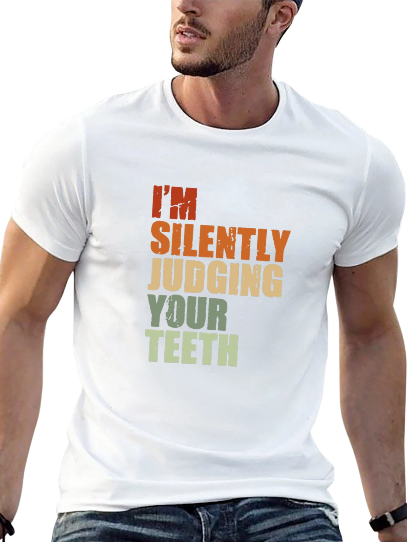 Black Silently Judging Your Teeth Graphic Tee view 13