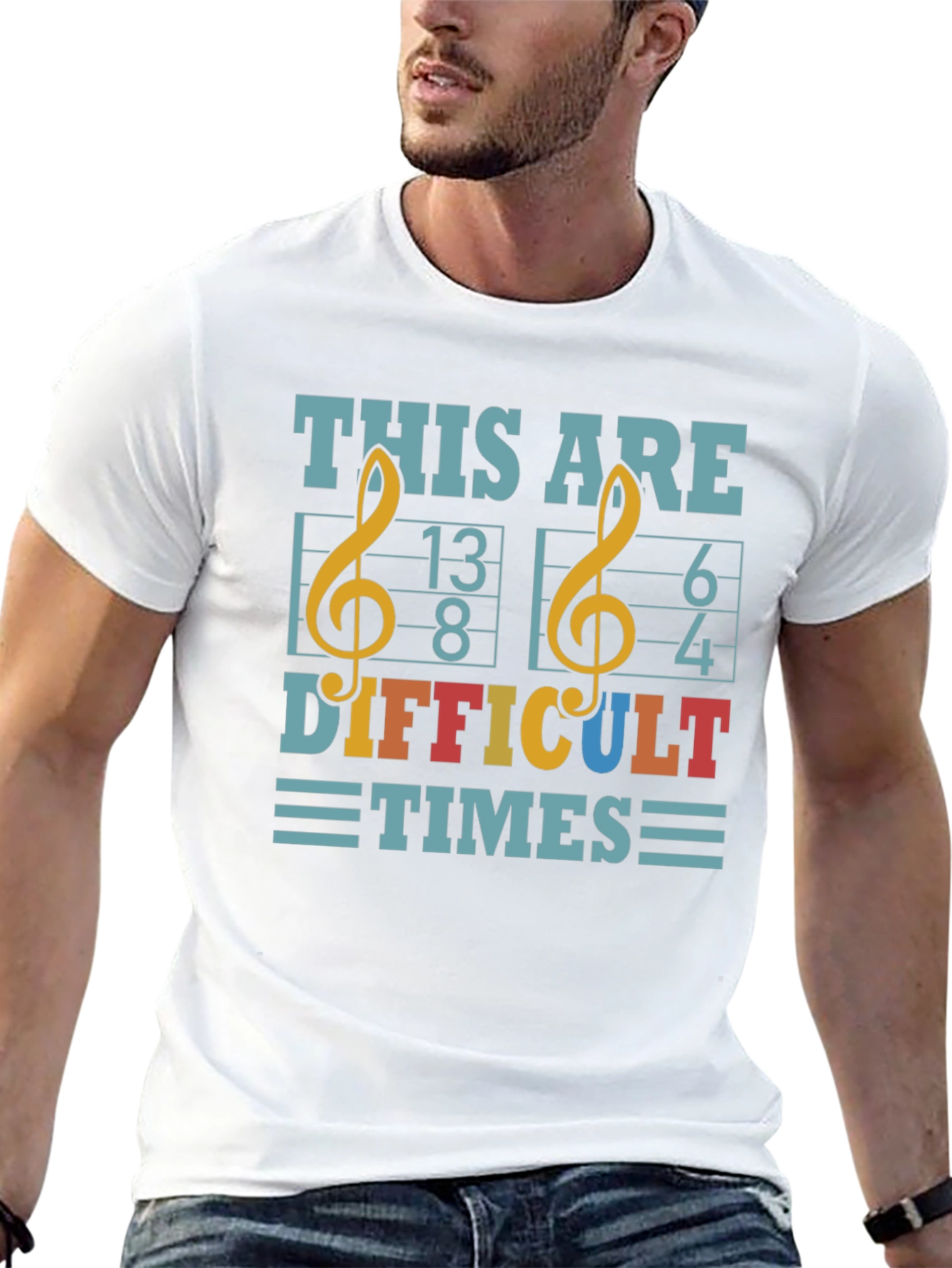 Black Difficult Times Music T-Shirt view 13