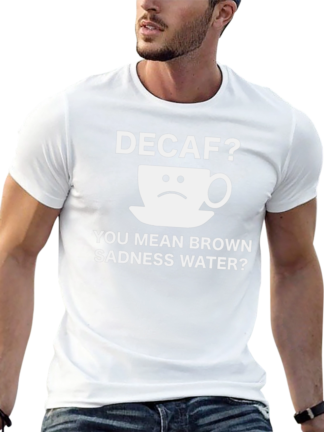 Black Decaf Brown Sadness Water T-Shirt Funny Coffee Lover Tee view 13