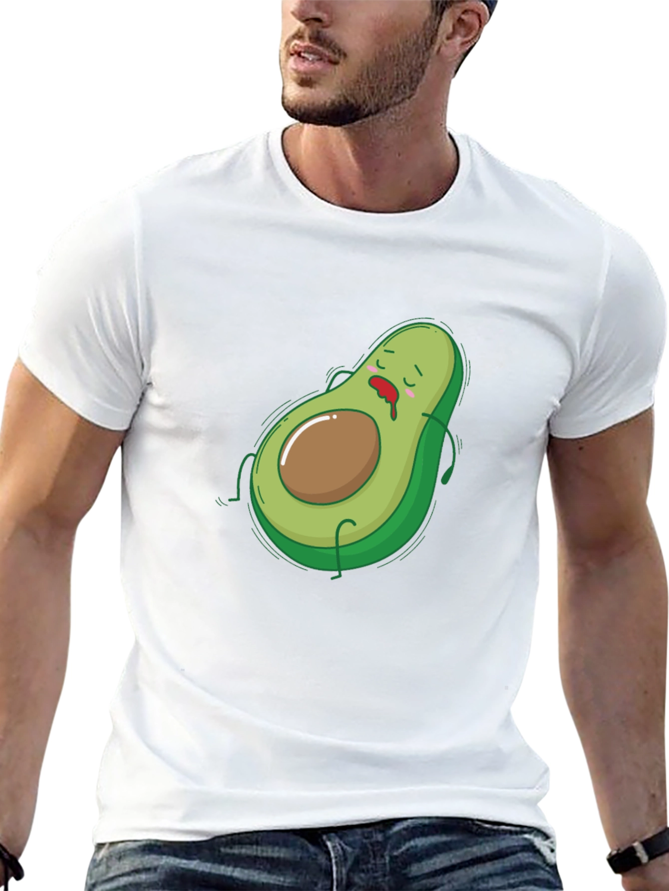 Black Funny Avocado Graphic T-Shirt - Black Cotton Tee view 13
