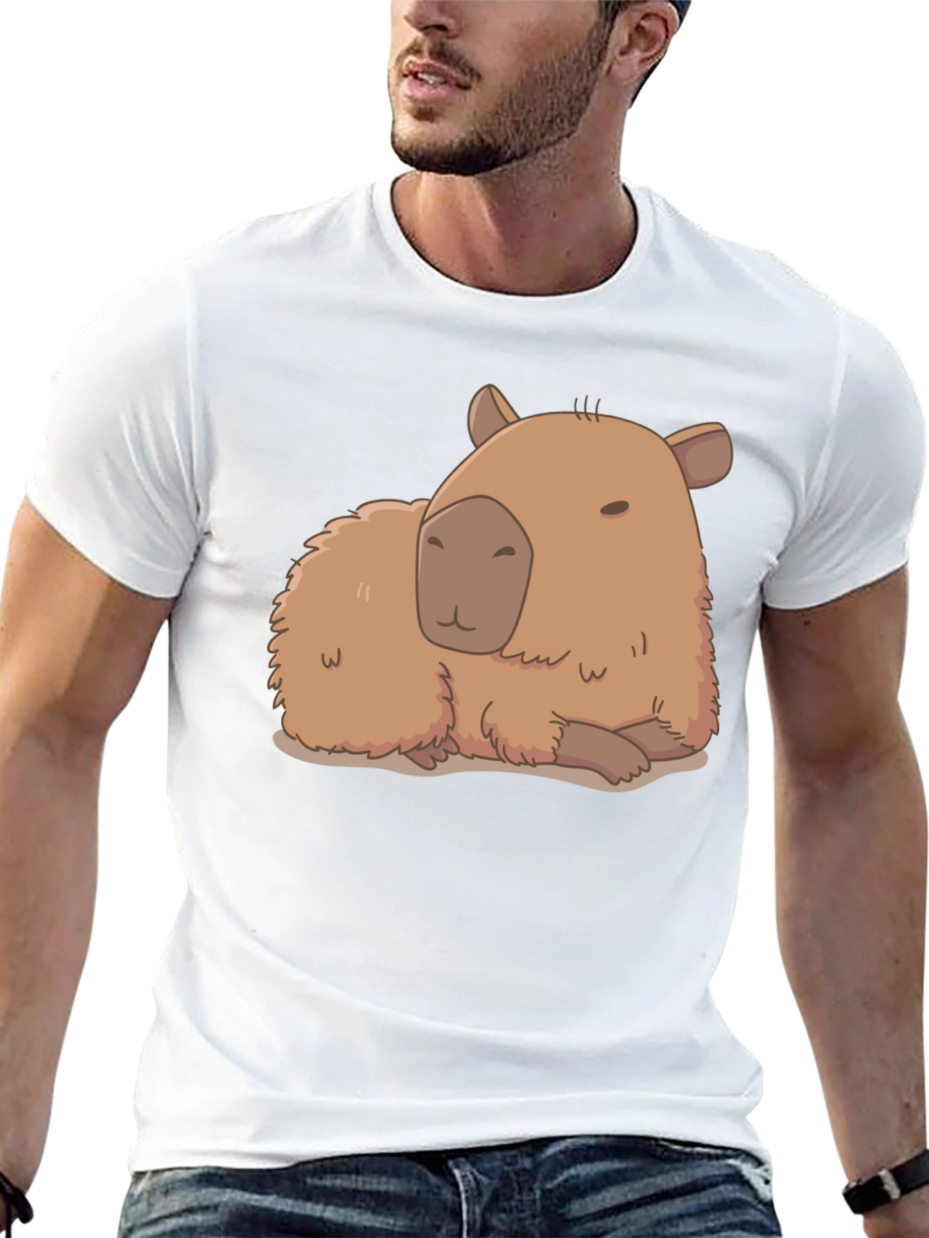 Black Capybara Graphic Tee - Relaxed Fit Cotton T-Shirt view 13