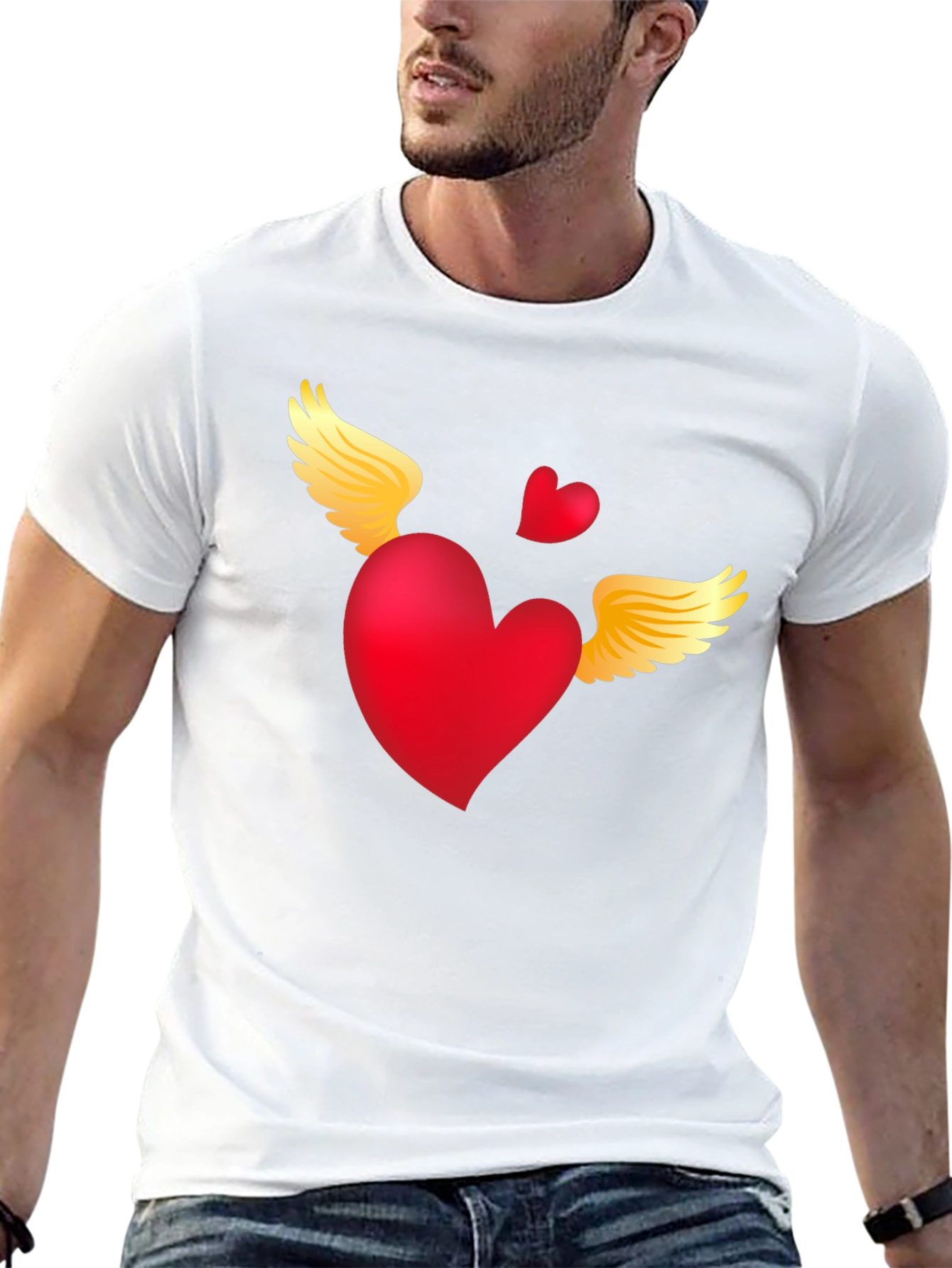 Black Heart with Wings Graphic Tee - Black view 13