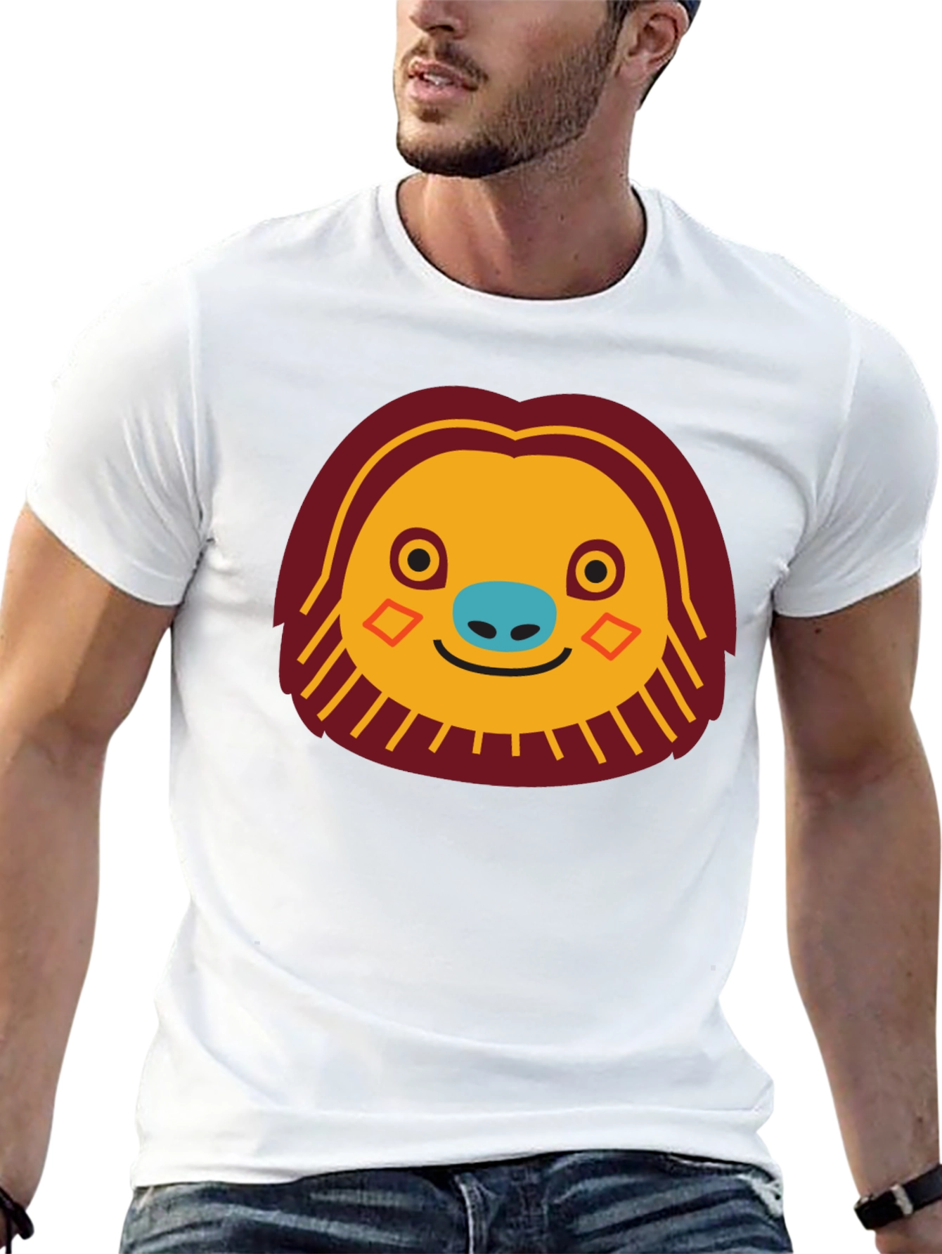 Black Funny Sloth Face Graphic T-Shirt view 13