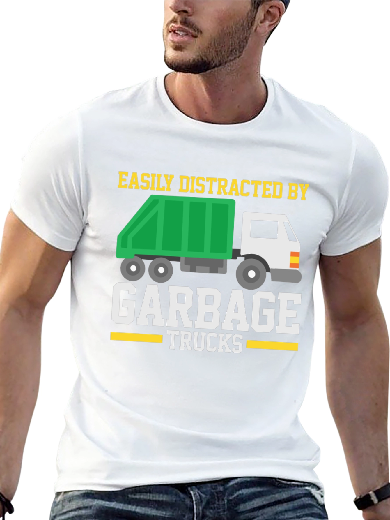 Black Easily Distracted by Garbage Trucks T-Shirt view 13