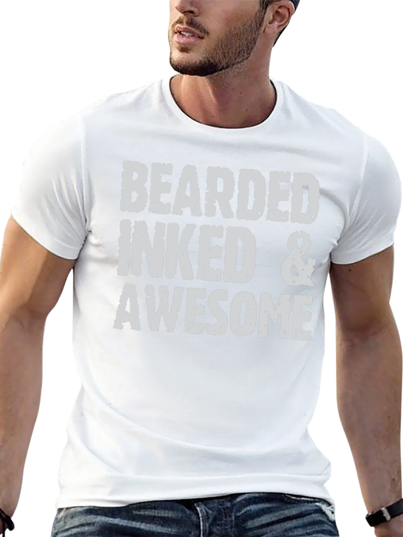 Black Bearded Inked & Awesome Graphic T-Shirt view 13