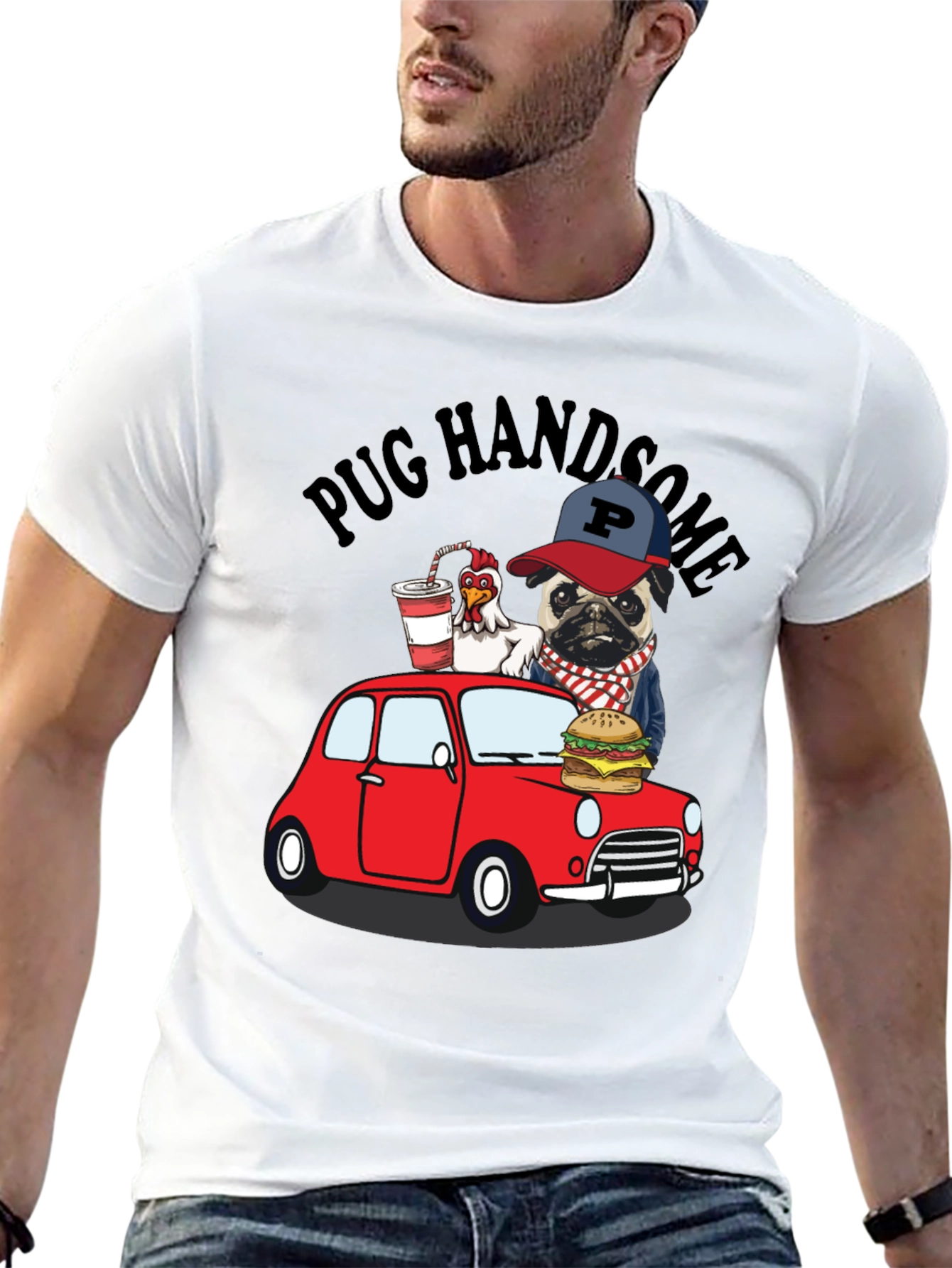 Black Pug Handsome Graphic Tee view 13