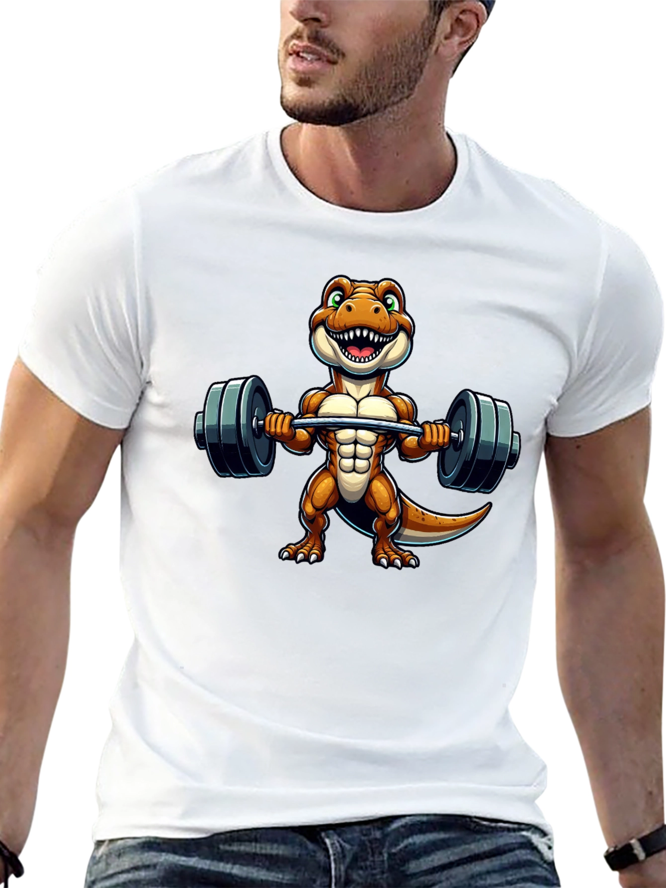 Black Dino Gym T-Shirt - Black Cotton Fitness Tee view 13