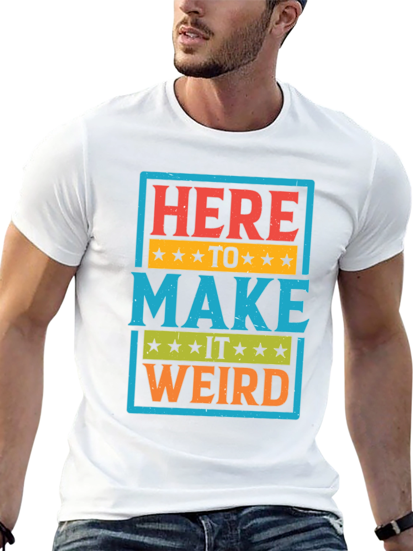 Black Here to Make it Weird Graphic T-Shirt view 13