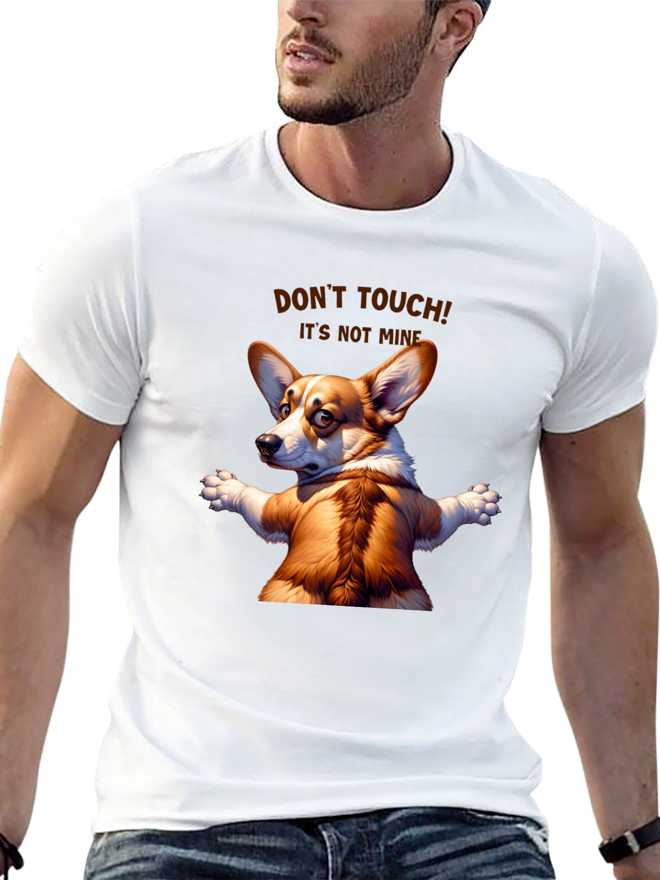 Black Funny Corgi Graphic Tee - Don't Touch! It's Not Mine! view 13