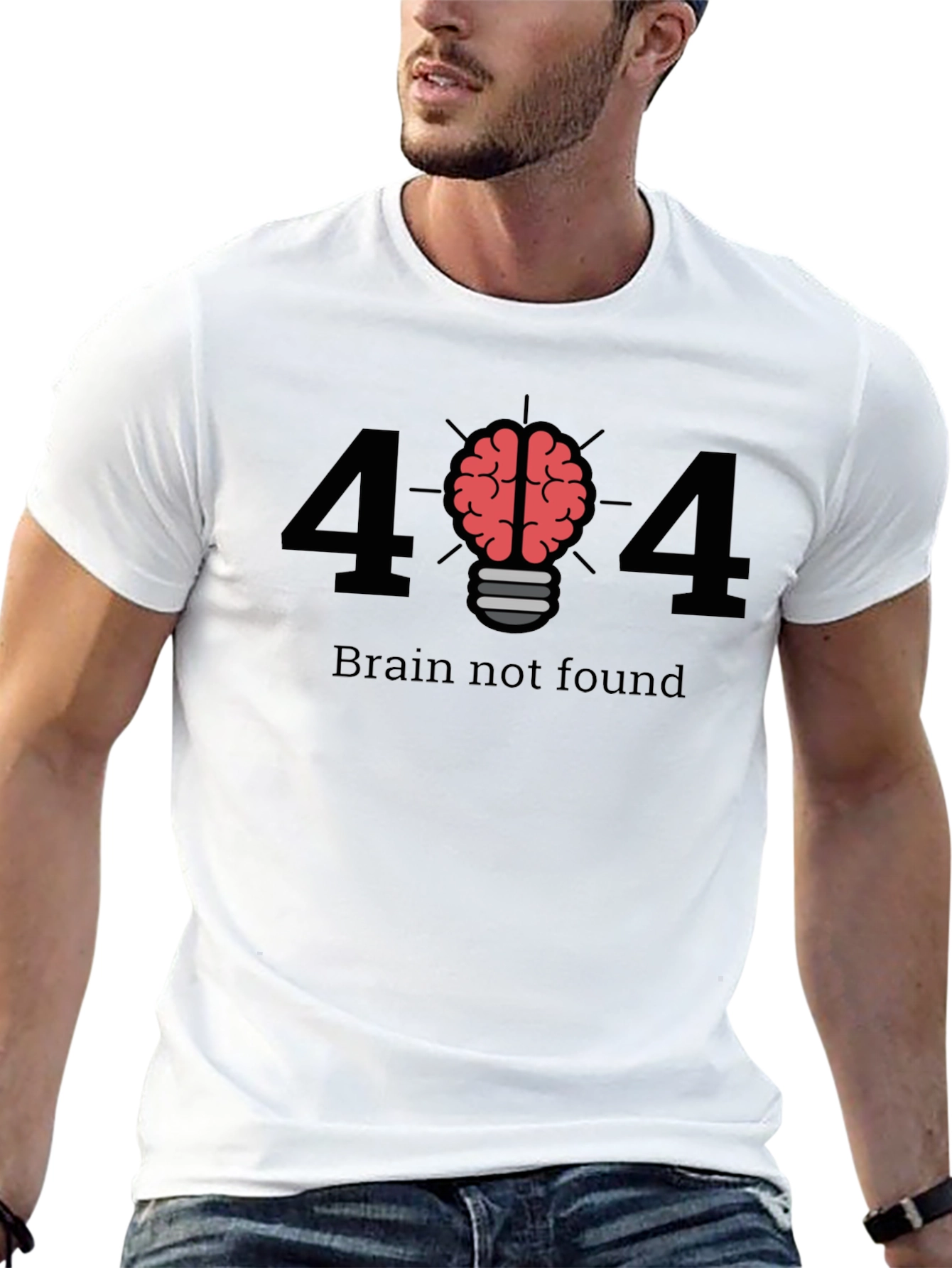 Black Brain Not Found T-Shirt - Error 404 Funny Geek Tee view 13