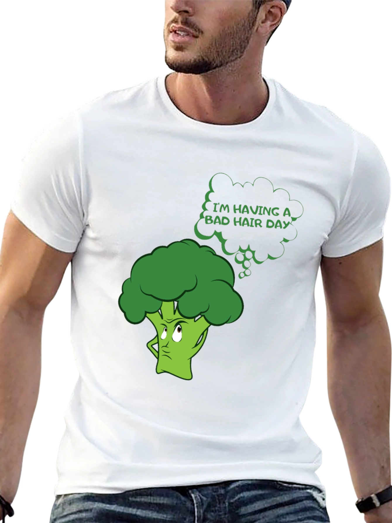 Funny Broccoli 'Bad Hair Day' Graphic Tee - 13