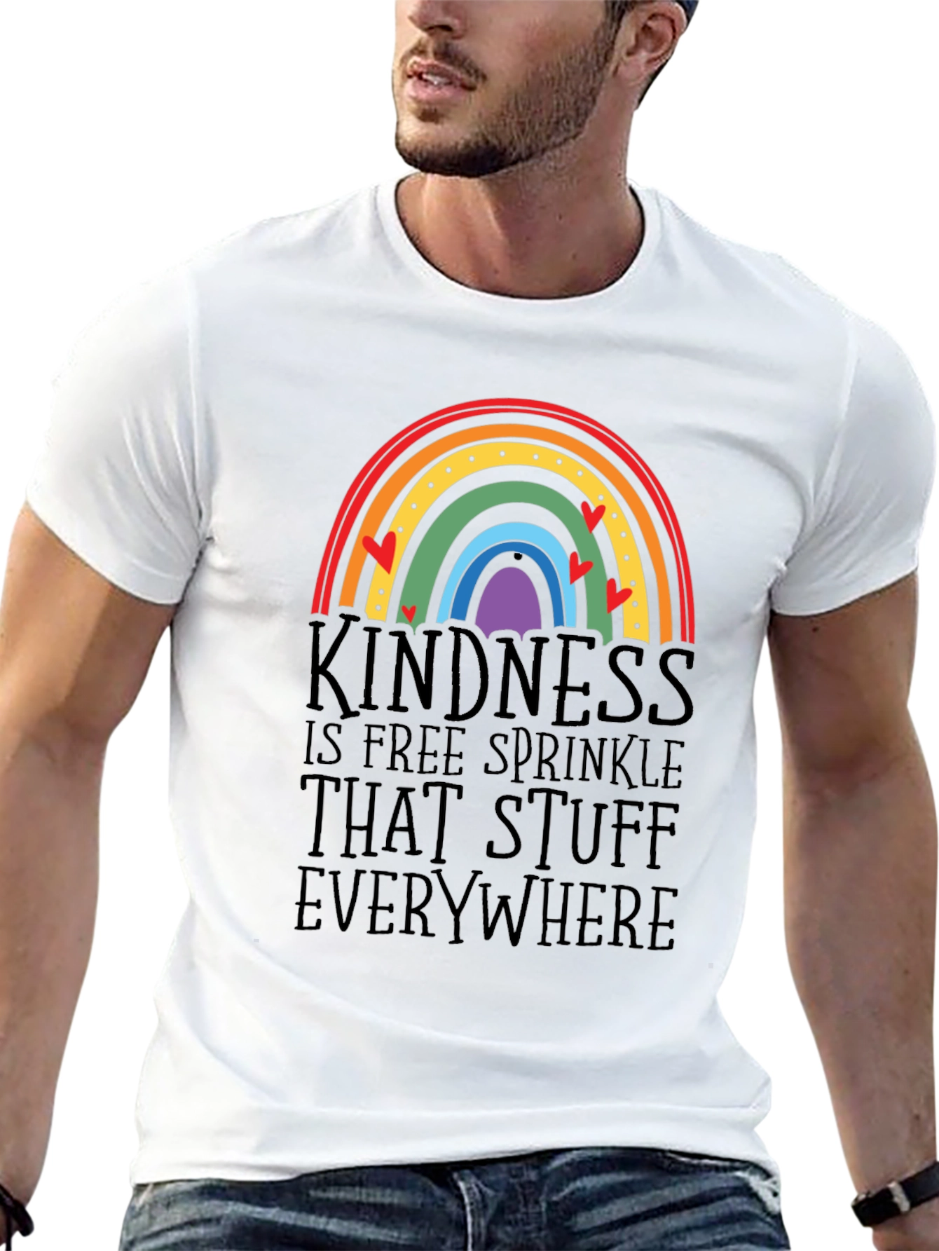 Black Kindness Rainbow Graphic Tee - Spread the Love! view 13