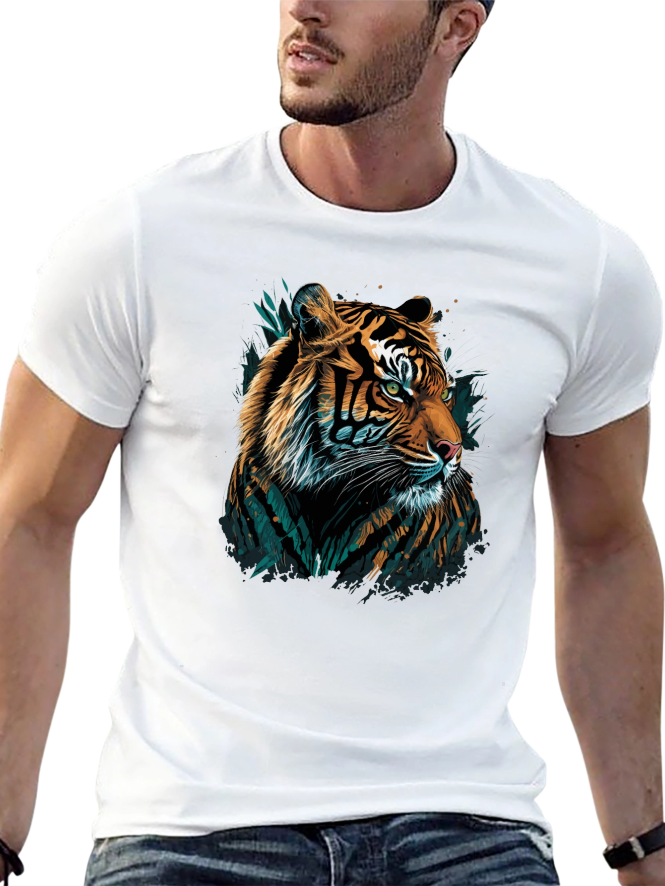 Black Tiger Graphic Tee - Men's Black Crew Neck T-Shirt view 13