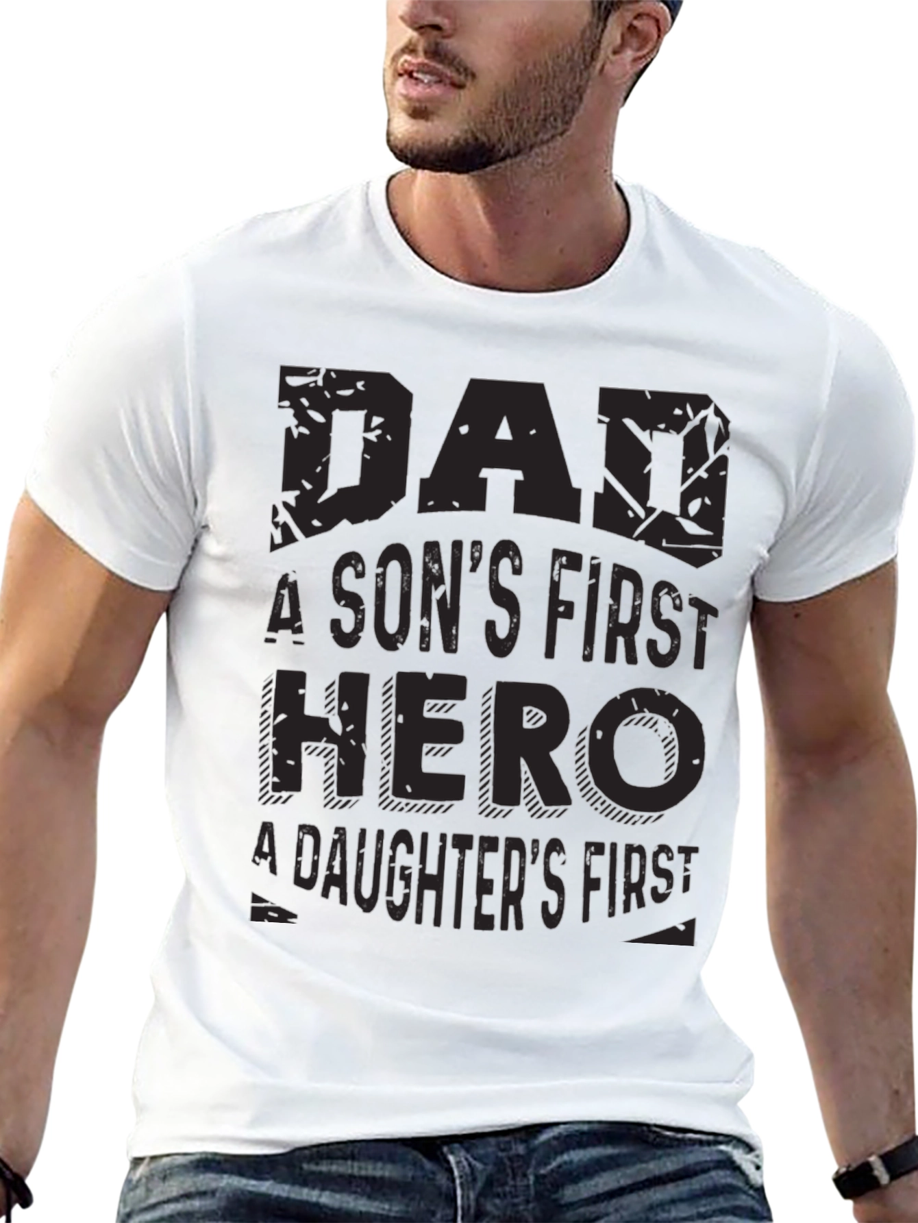 Black Dad Hero T-Shirt - Son's & Daughter's First Hero view 13