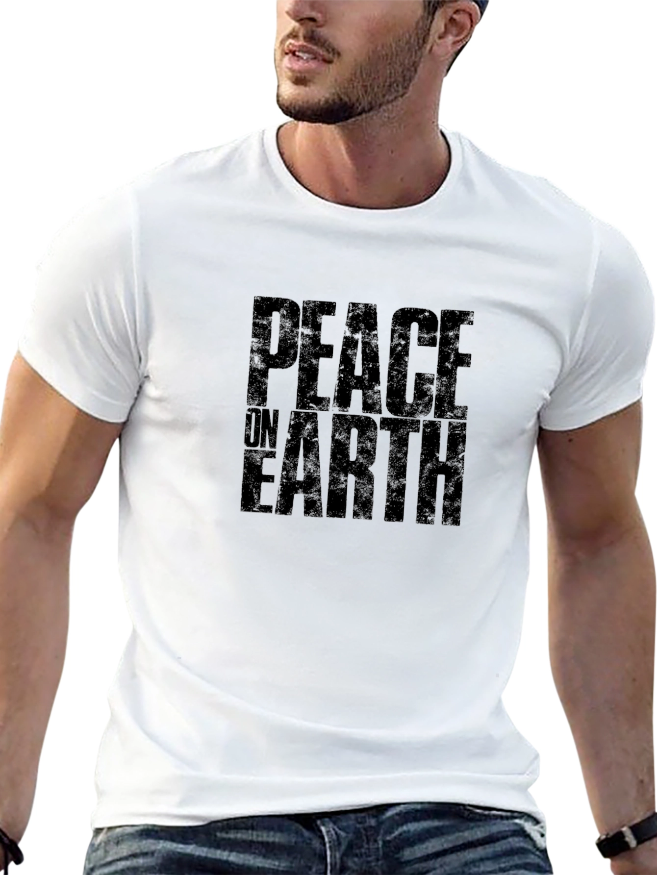 Black Peace on Earth Graphic Black T-Shirt view 13