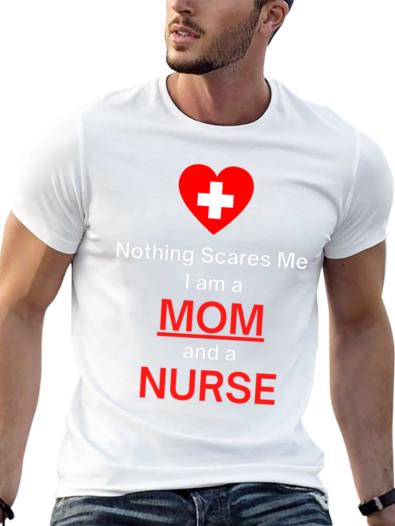 Black Nothing Scares Me Mom and Nurse T-Shirt view 13