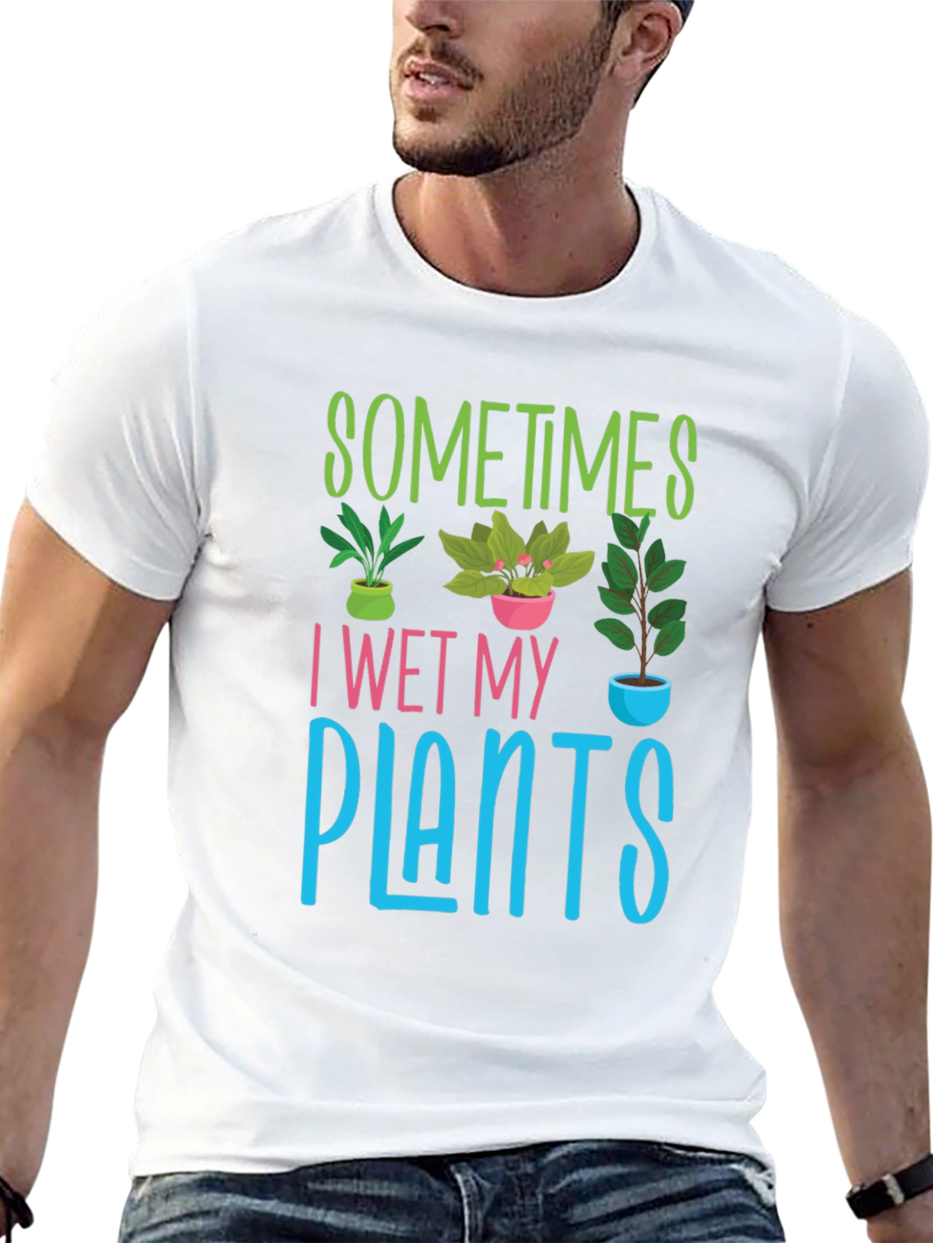Black Sometimes I Wet My Plants T-Shirt view 13
