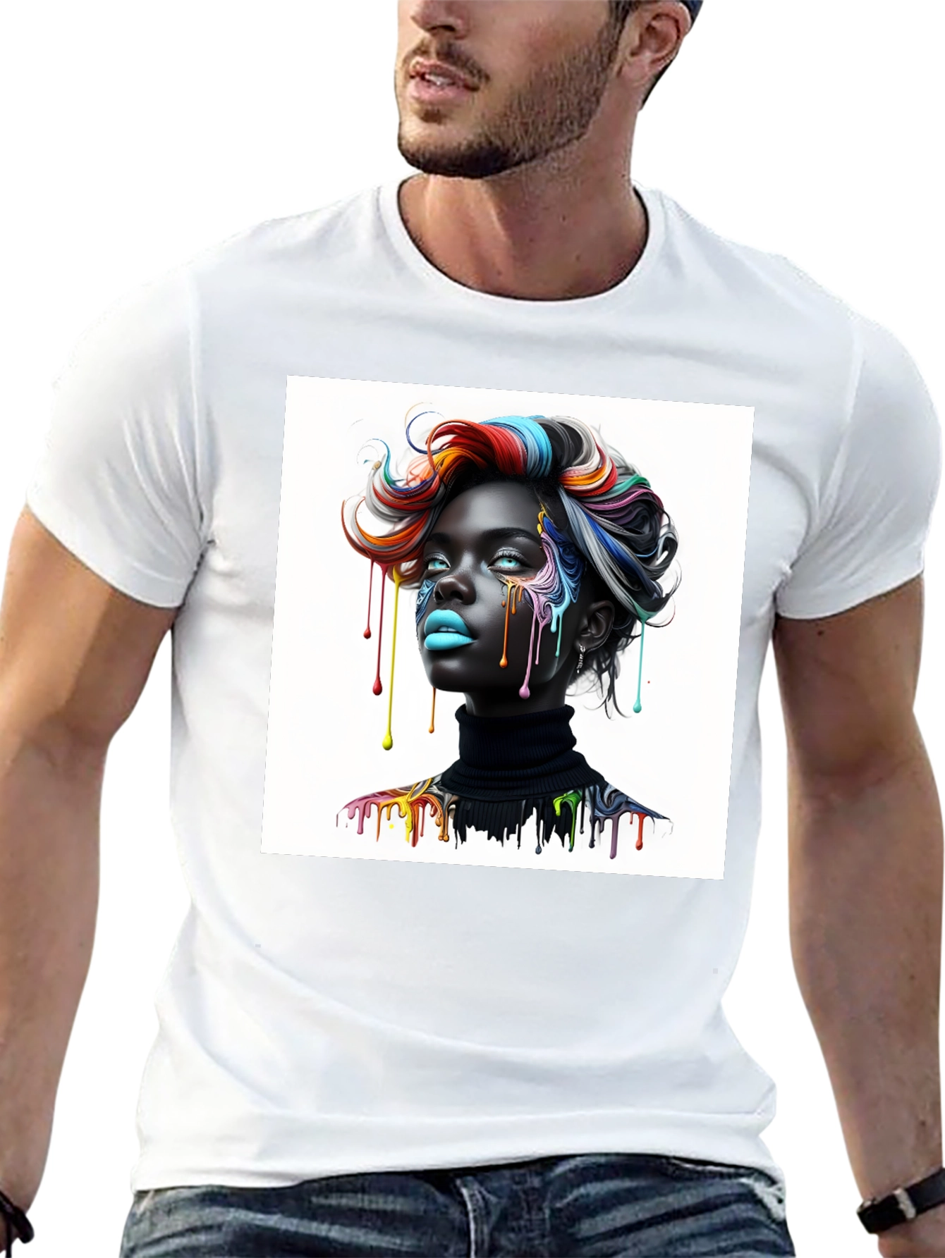 Black Artistic Woman Graphic Tee - Black view 13