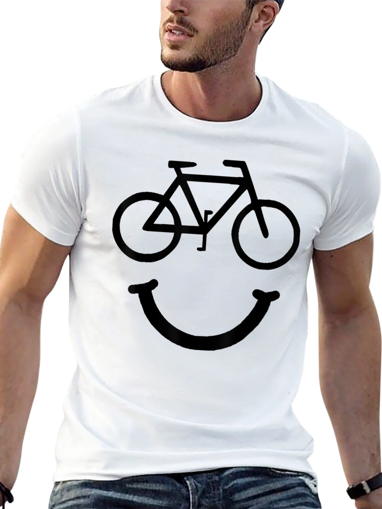 Black Bicycle Smile Face Graphic Tee - Black view 13