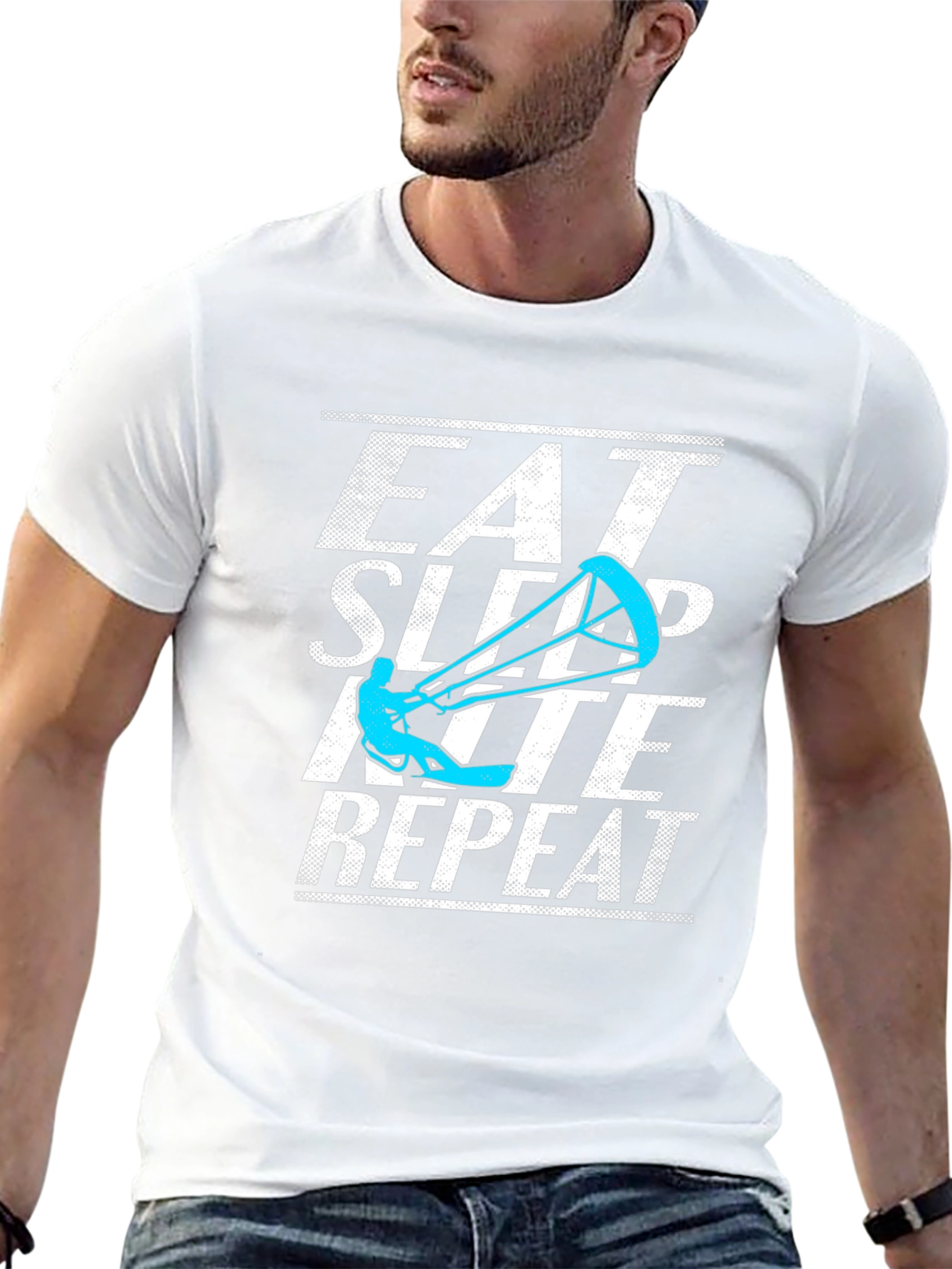 Black Eat Sleep Kite Repeat Graphic Tee view 13