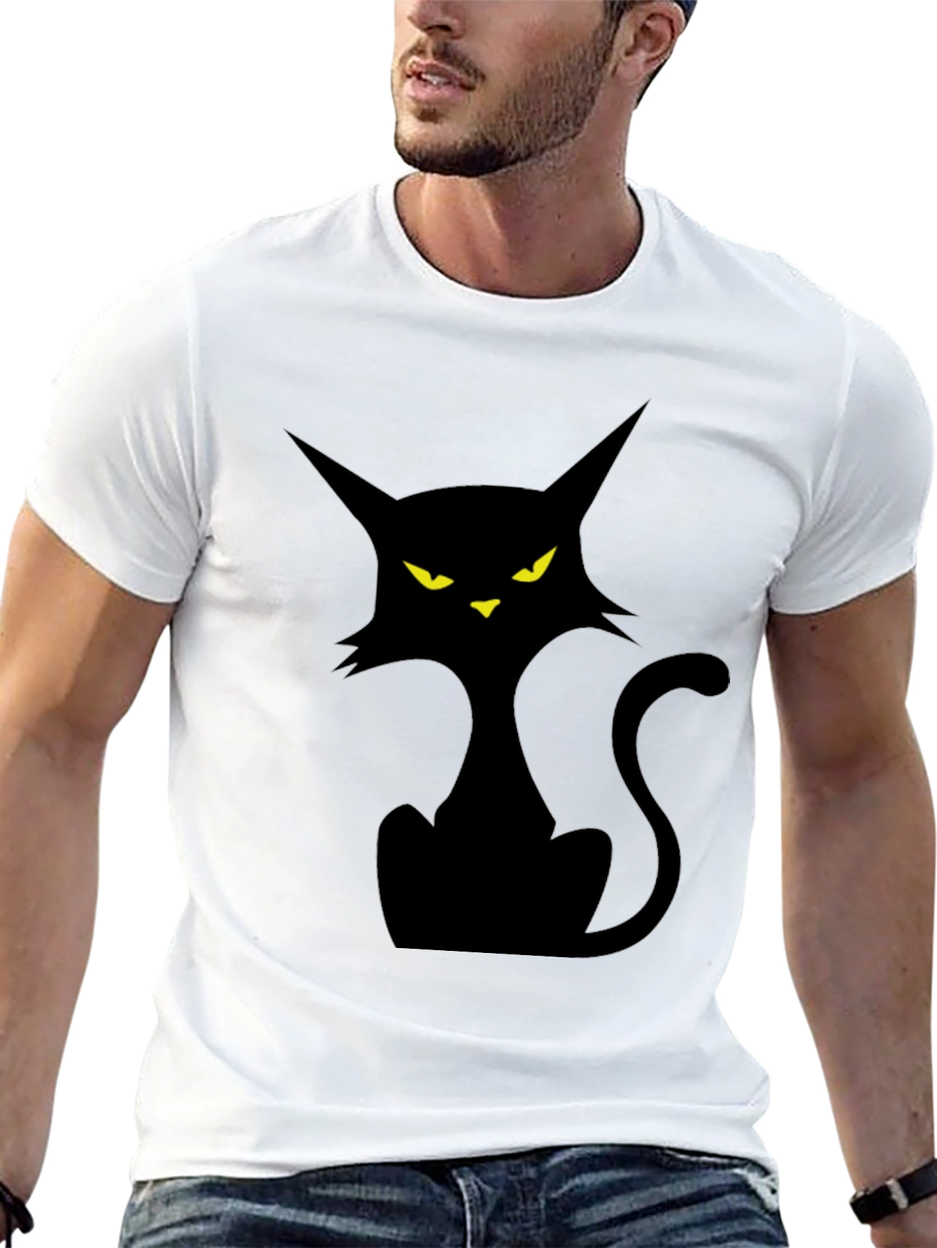 Black Black Cat Graphic Tee - Spooky Season Style view 13