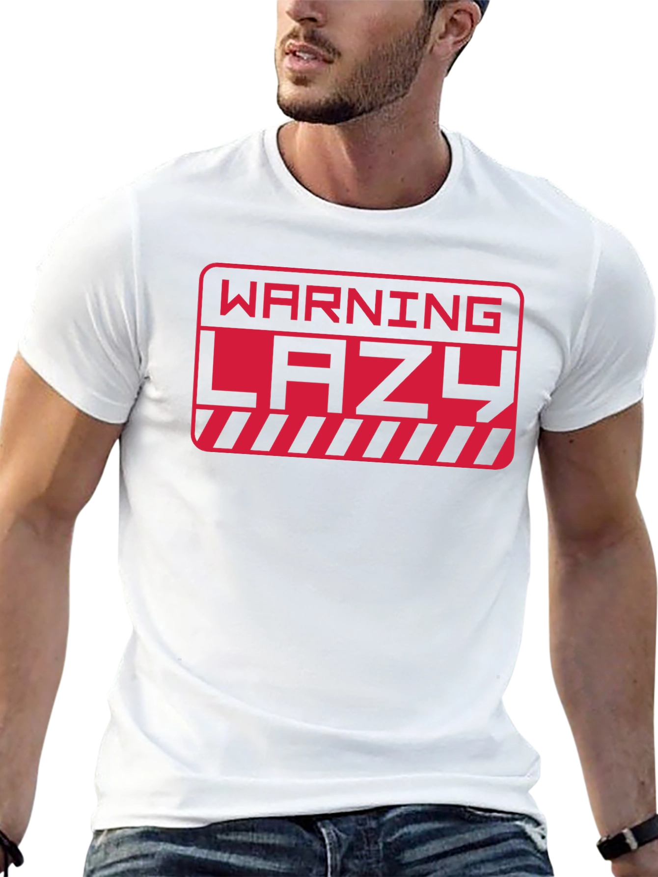 Black Warning Lazy Graphic Print Crew Neck T-Shirt view 13