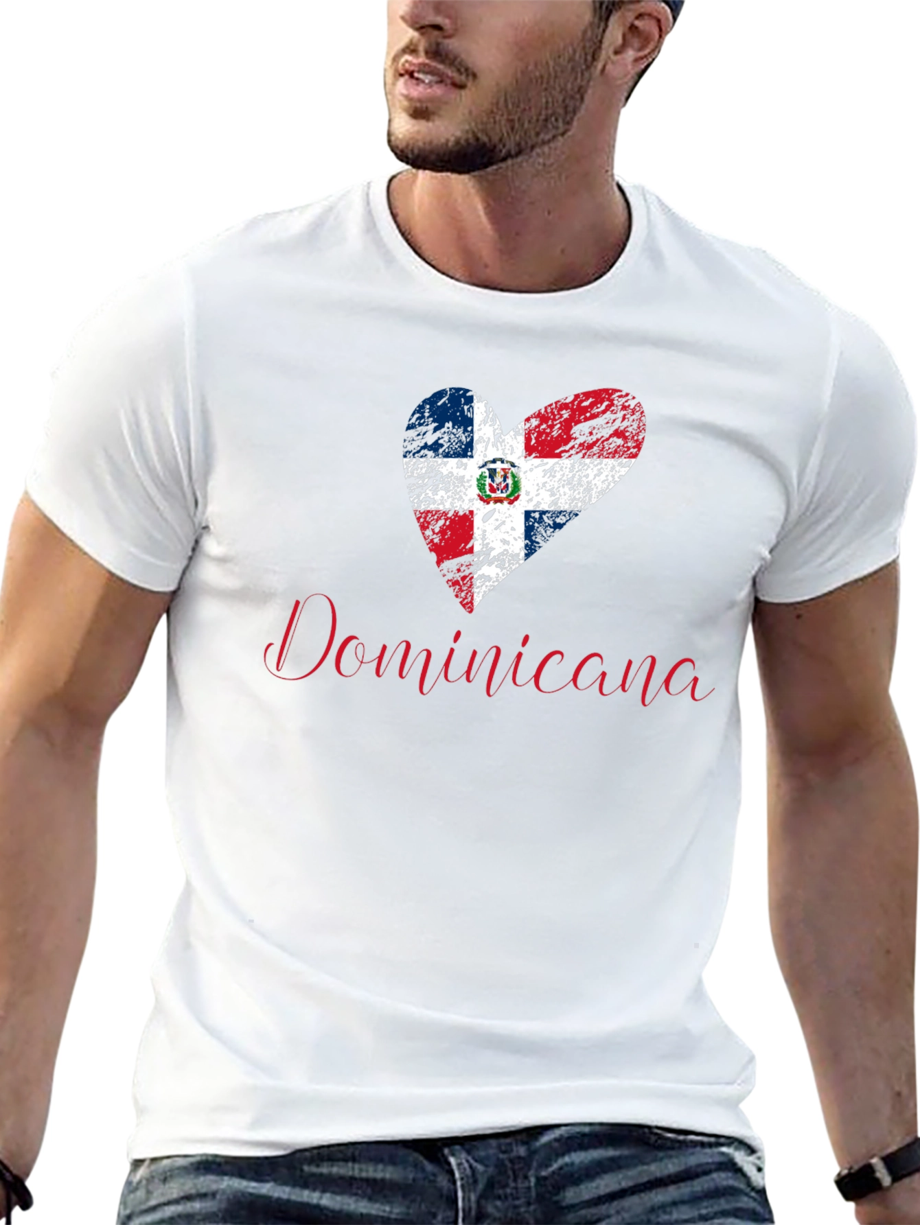 Black Dominicana Heart Flag T-Shirt - Patriotic Pride view 13