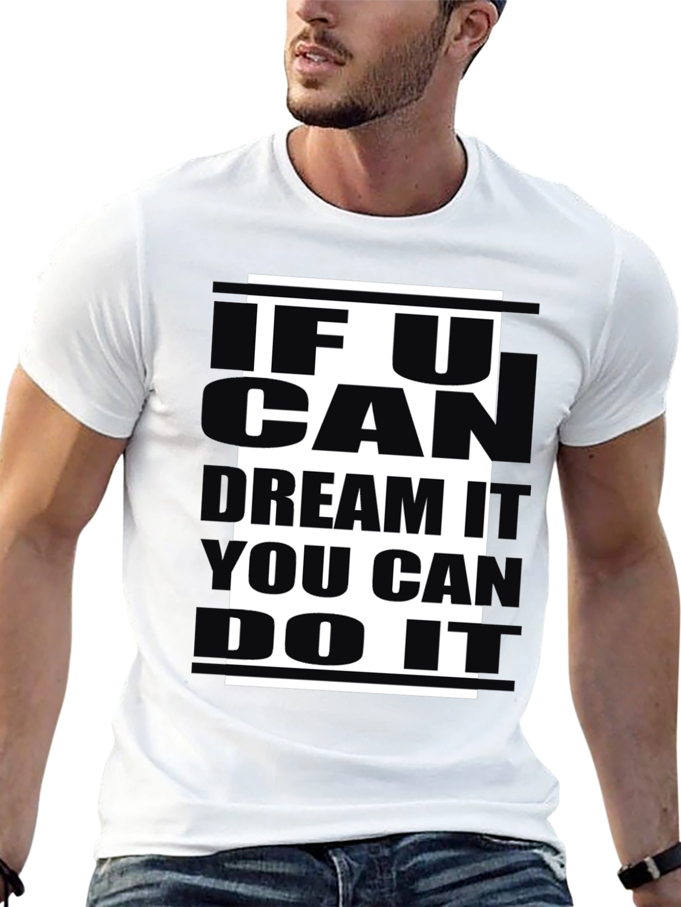 Black Inspirational Black T-Shirt: 'If U Can Dream, You Can Do It' view 13