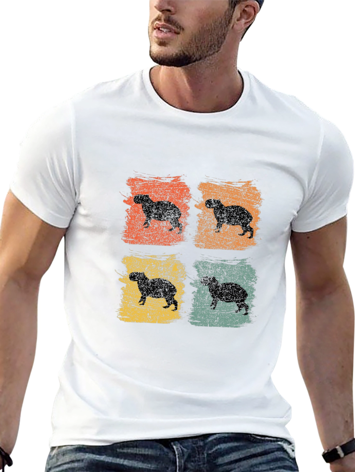Black Retro Capybara Graphic T-Shirt view 13