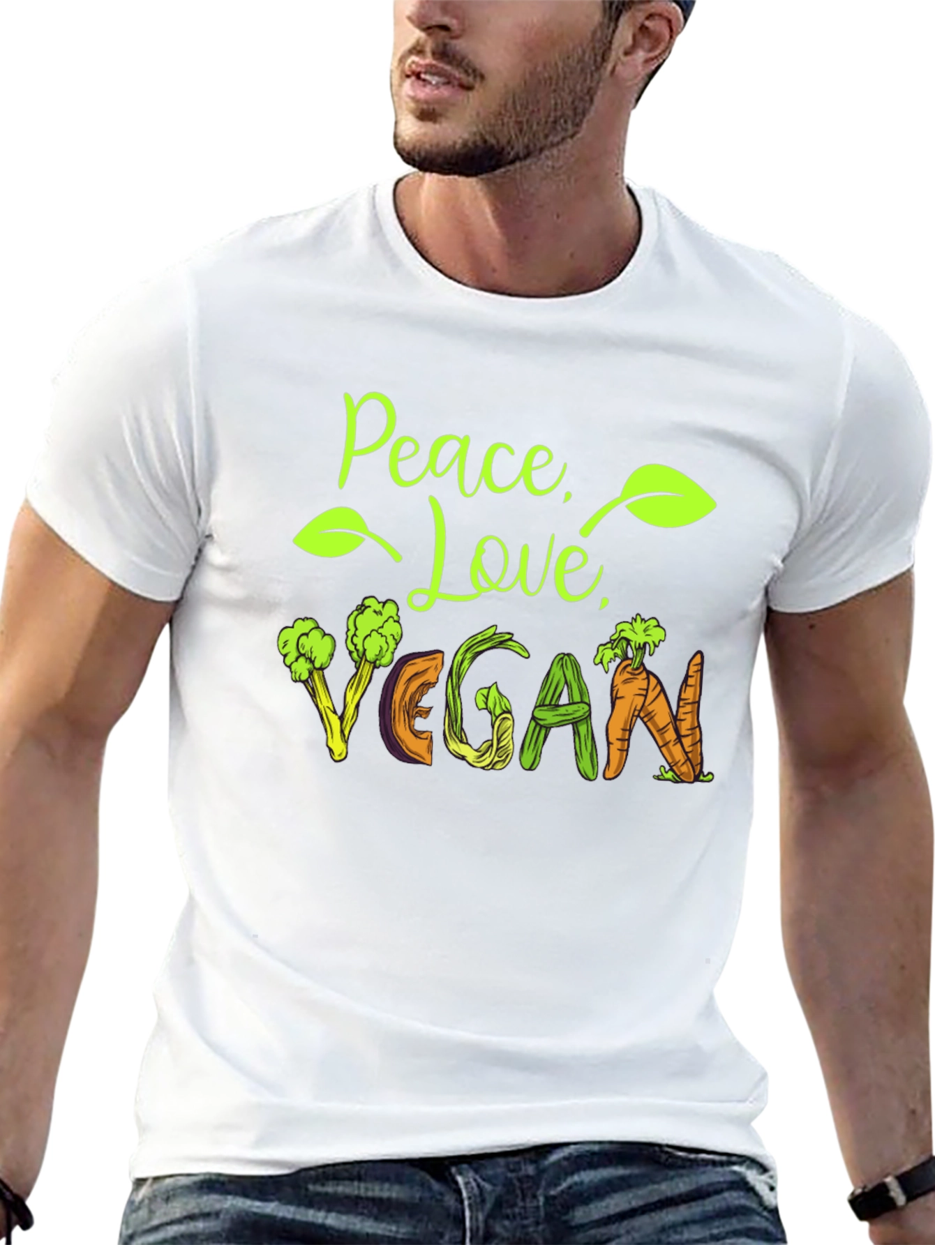 Black Peace Love Vegan Graphic Tee view 13