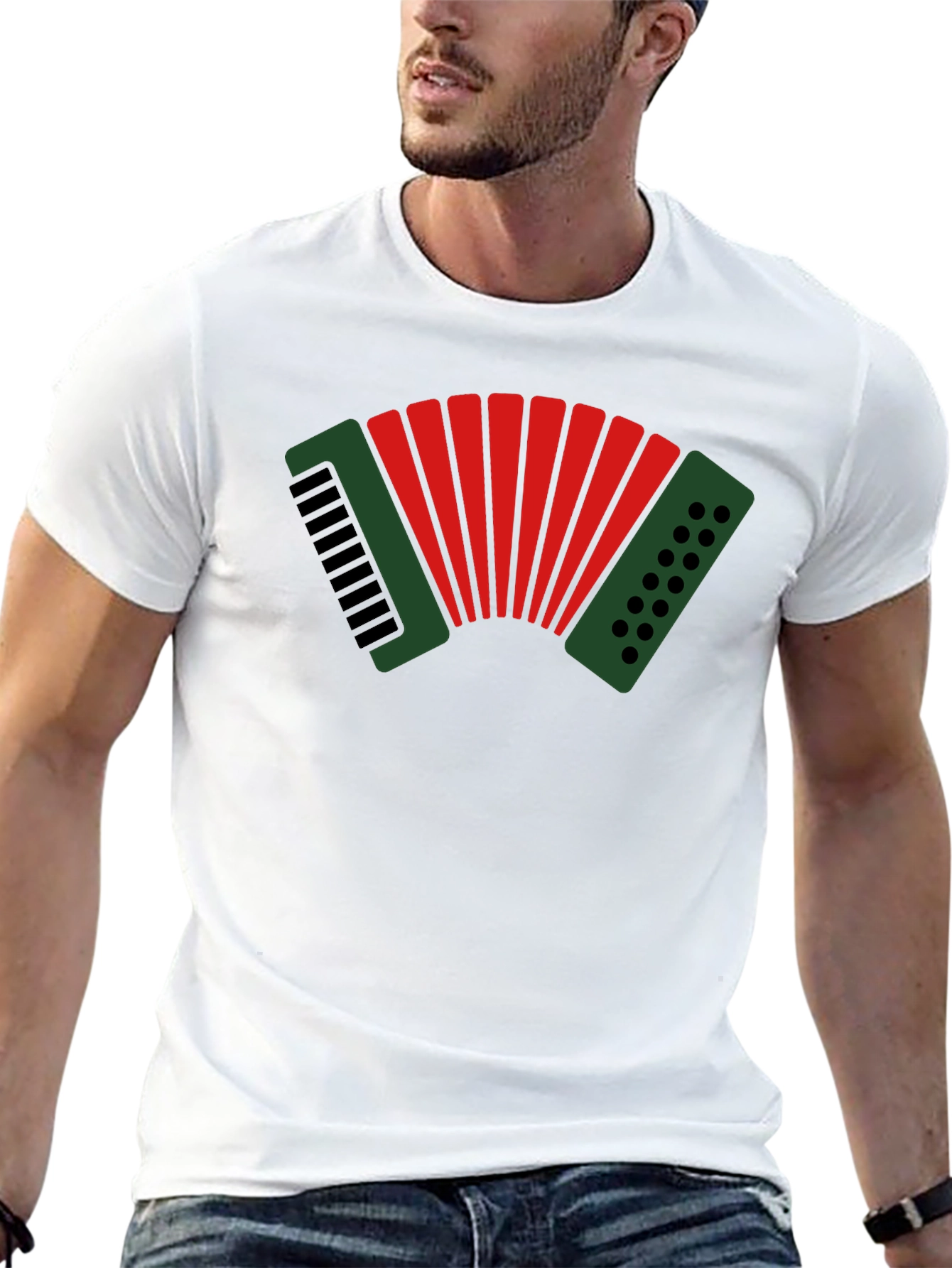 Black Accordion Graphic Tee - Music Lover's T-Shirt view 13