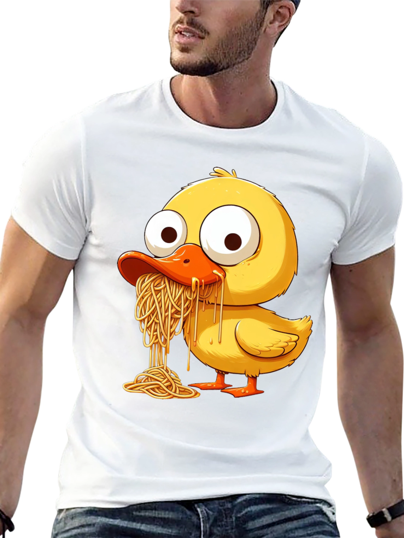 Black Duck Eating Spaghetti Graphic Tee view 13