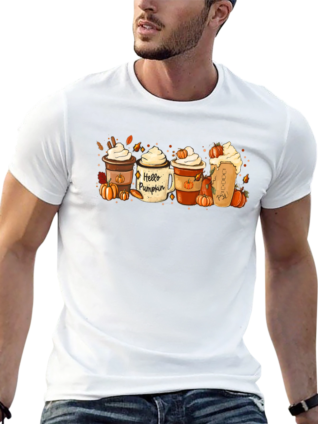 Black Hello Pumpkin Coffee T-Shirt view 13