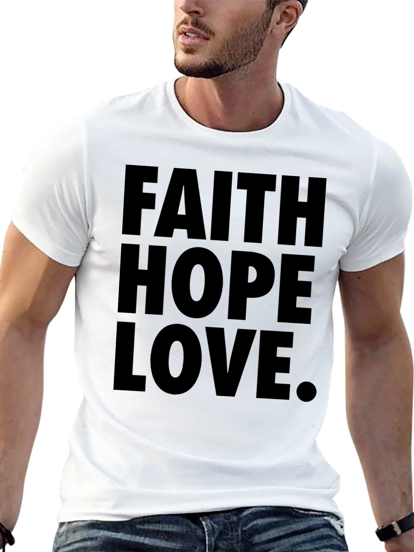 Black Faith Hope Love Black Graphic T-Shirt view 13