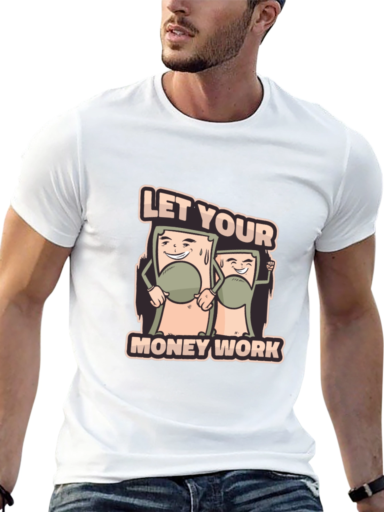 Black Let Your Money Work Graphic Tee view 13