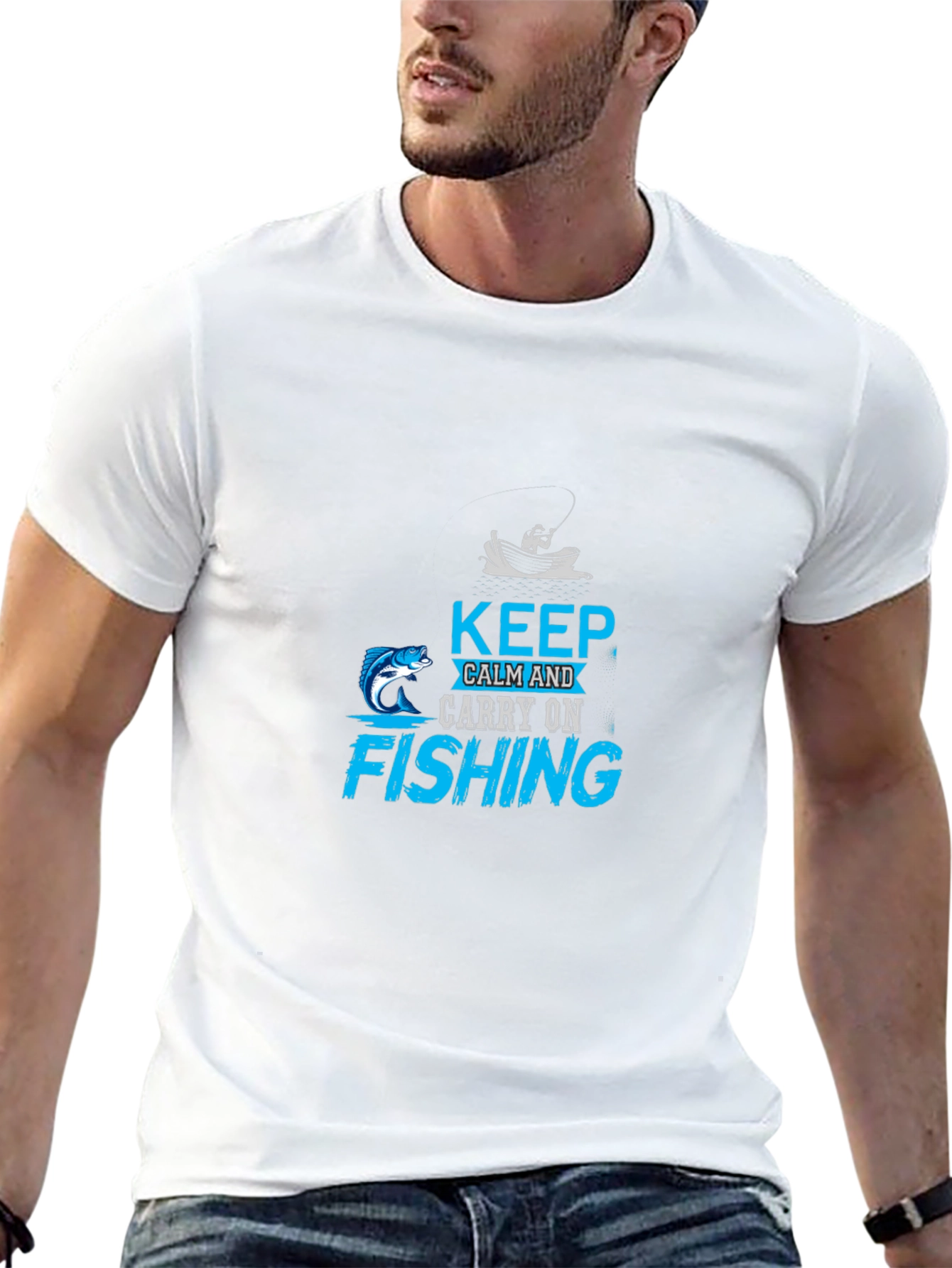 Black Keep Calm Fishing T-Shirt - Angler Gift view 13