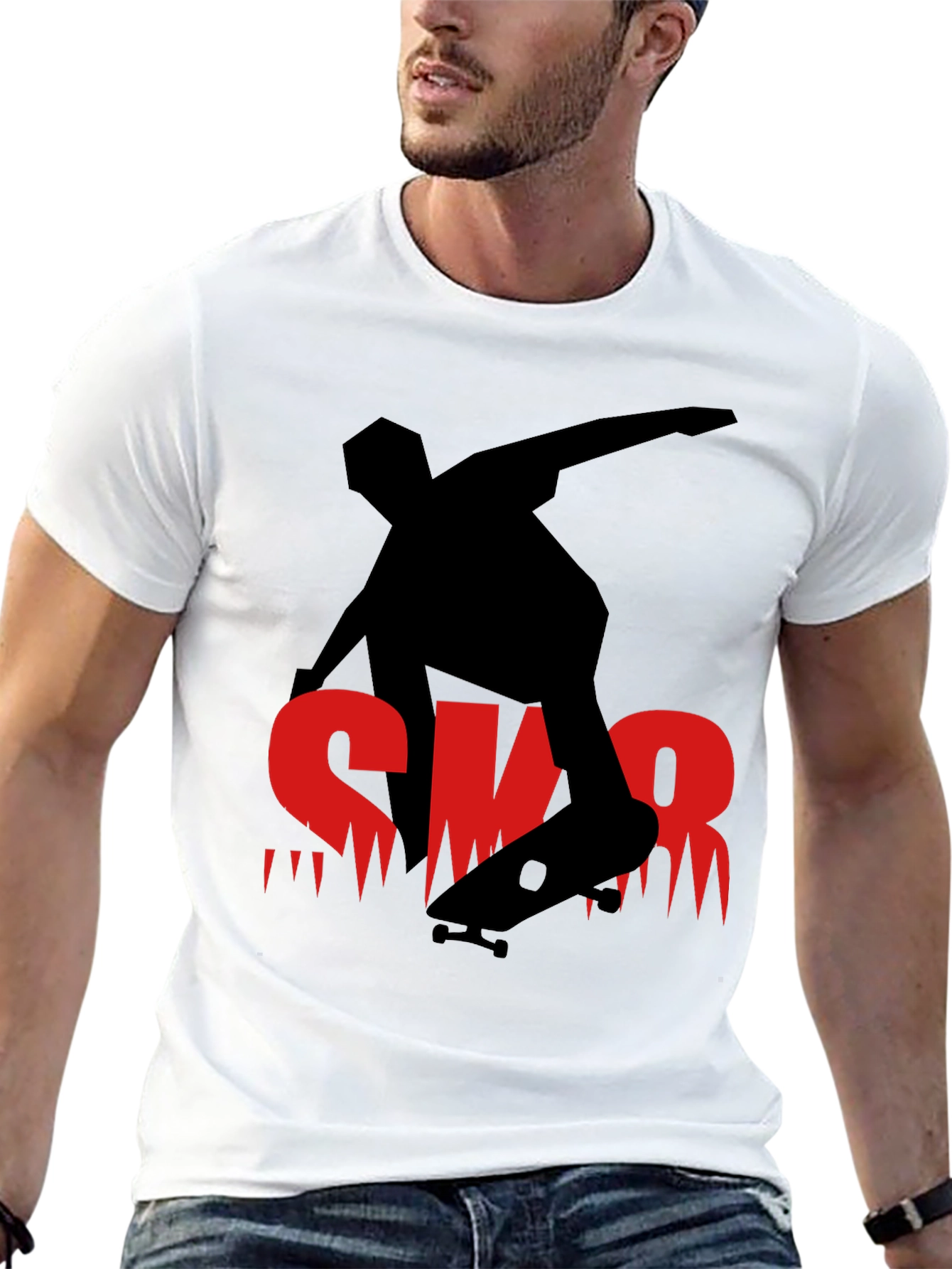 Black Skateboarder Graphic Tee - Black Casual Shirt view 13