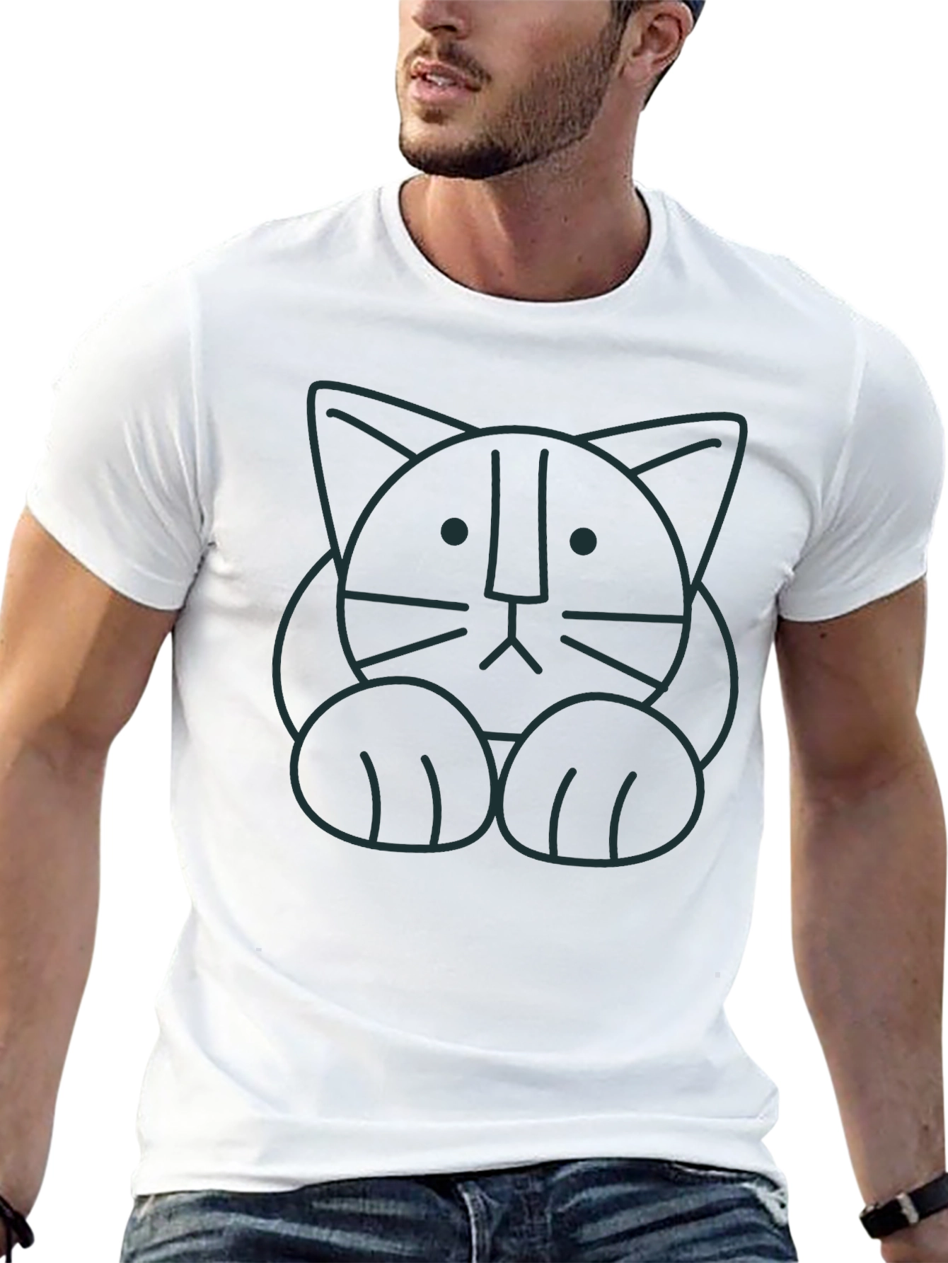 Black Minimalist Cat Graphic T-Shirt - Soft Cotton Tee view 13