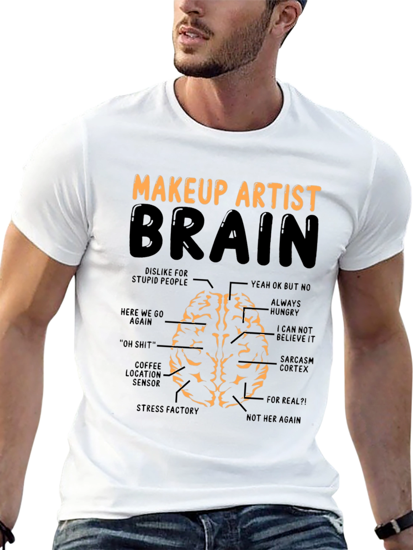 Black Makeup Artist Brain T-Shirt - Funny Gift for Stylists view 13