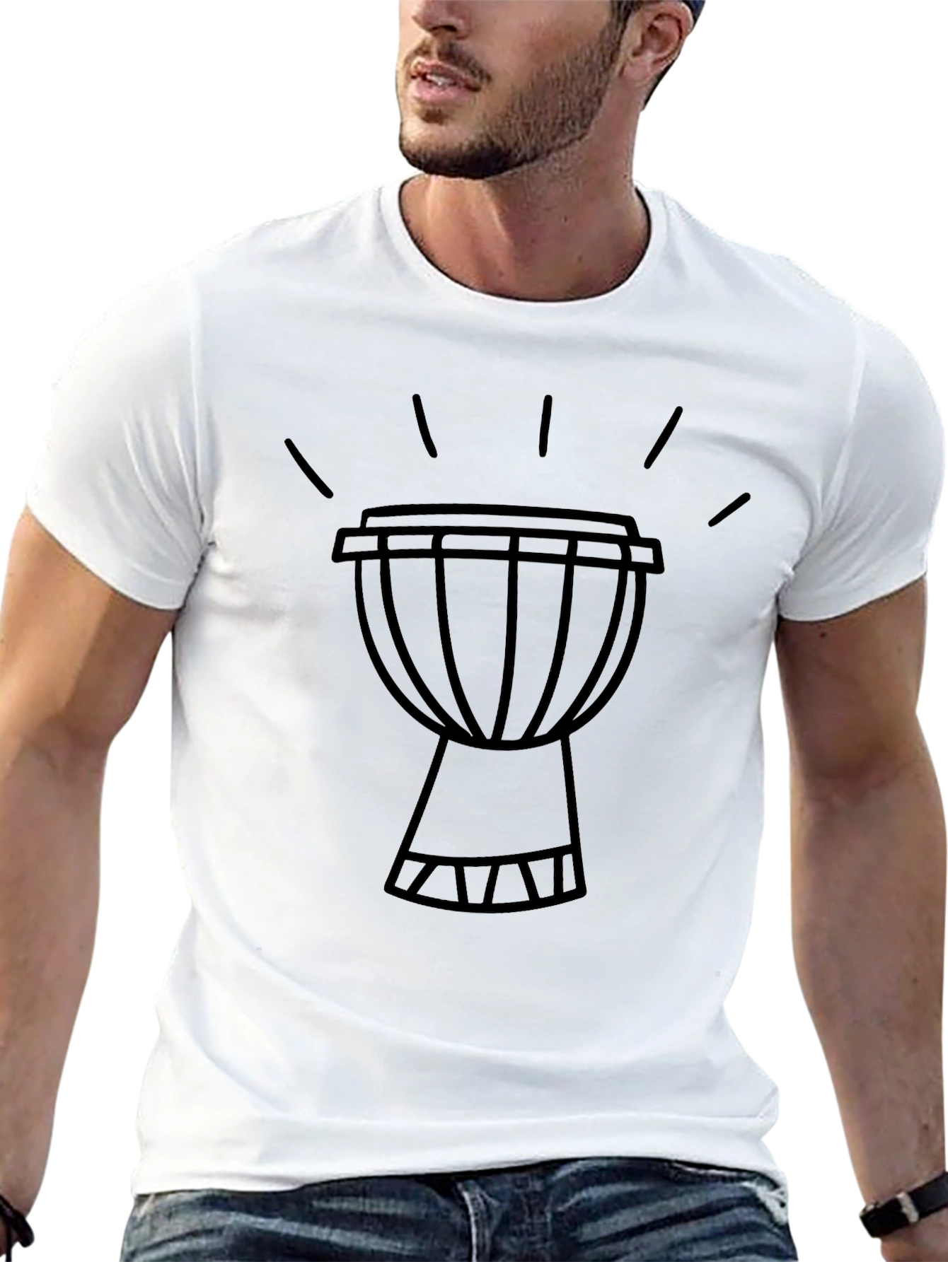 Black Djembe Drum Graphic Tee - Black Cotton T-Shirt view 13