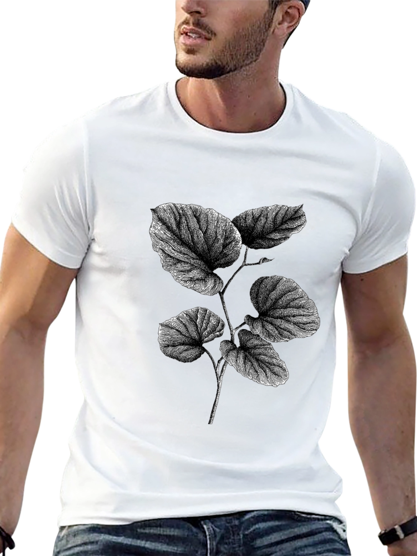 Black Botanical Print Black T-Shirt view 13
